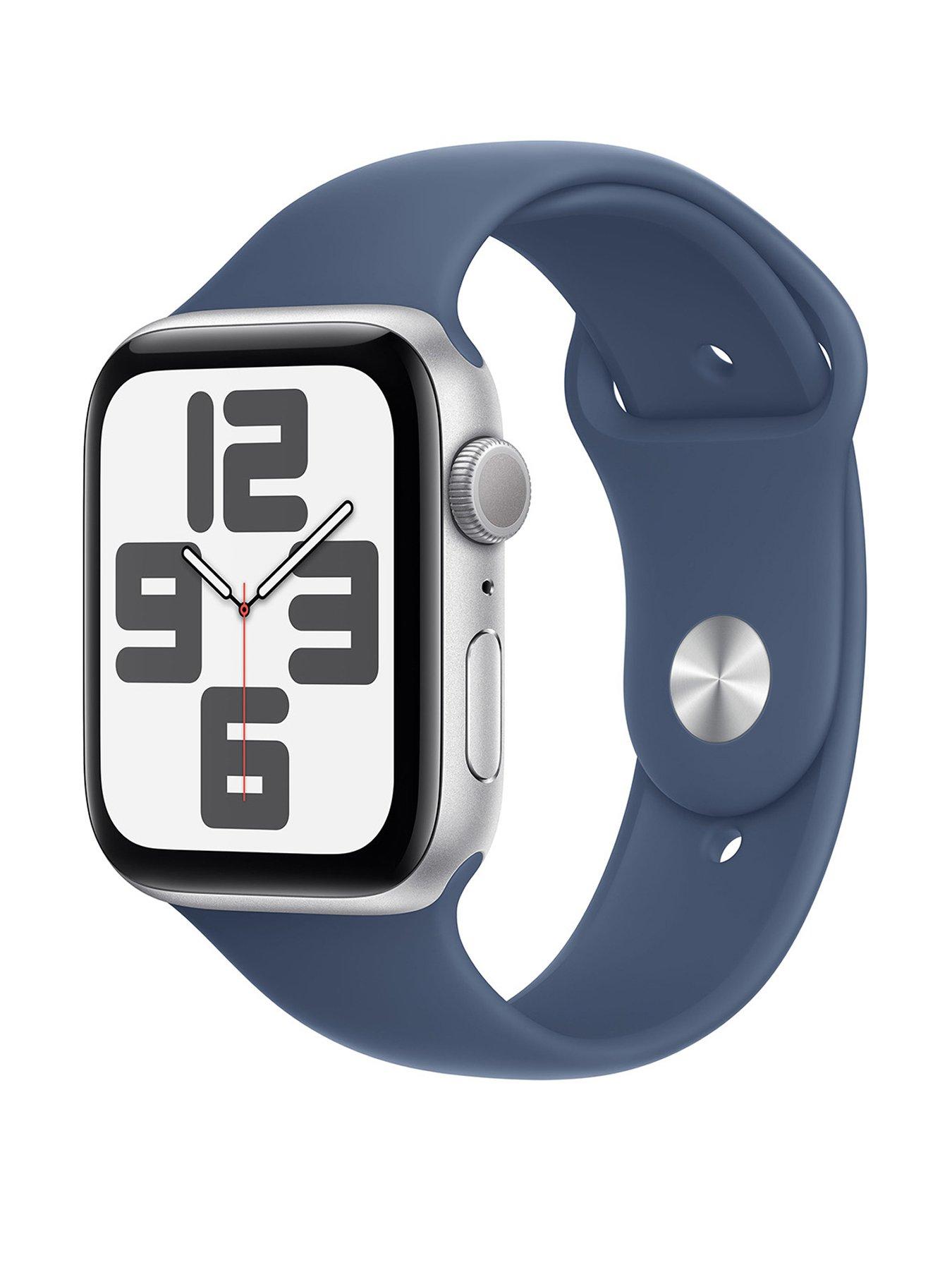 Image of Apple Watch SE (GPS, 2024) 40mm Silver Aluminium Case with Denim Sport Band - M/L