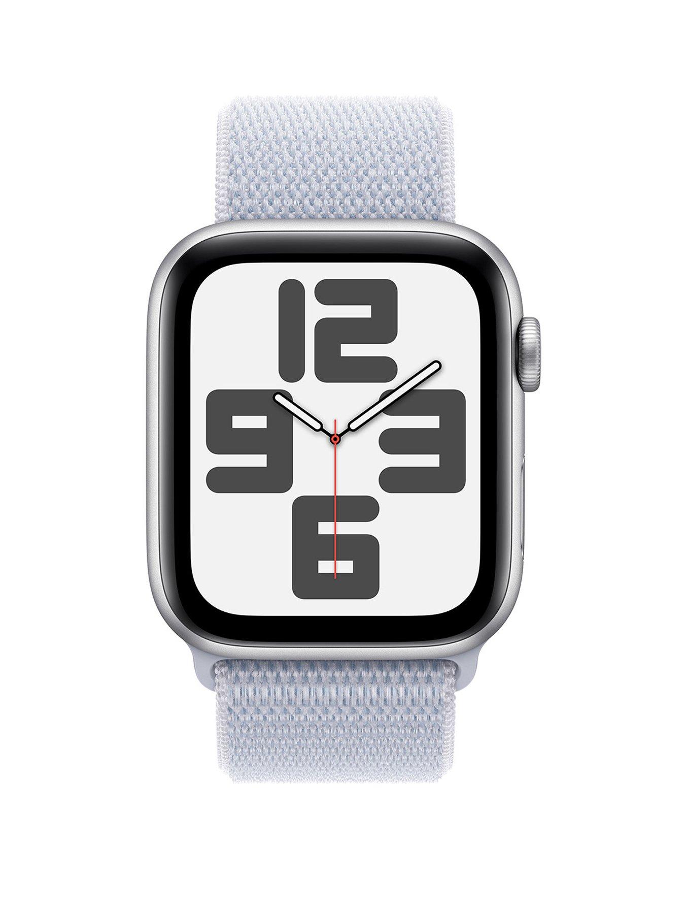 Image 2 of 7 of Apple Watch SE (GPS, 2024) 40mm&nbsp;Silver Aluminium Case with Blue Cloud Sport Loop