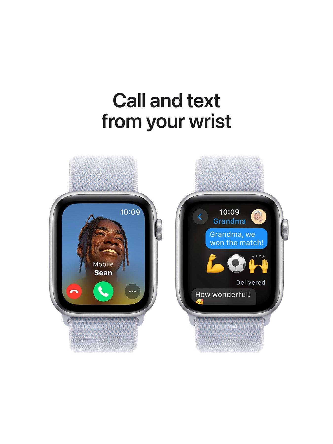 Image 4 of 7 of Apple Watch SE (GPS, 2024) 40mm&nbsp;Silver Aluminium Case with Blue Cloud Sport Loop