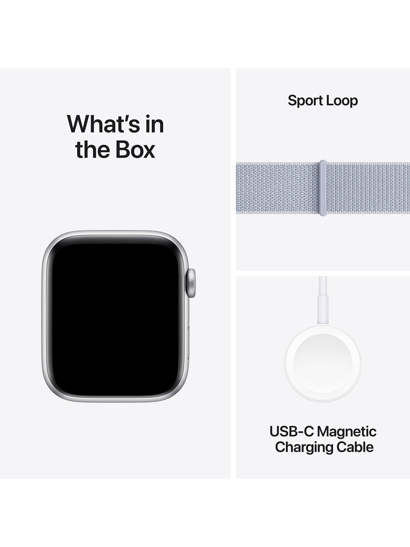 Image 7 of 7 of Apple Watch SE (GPS, 2024) 40mm&nbsp;Silver Aluminium Case with Blue Cloud Sport Loop