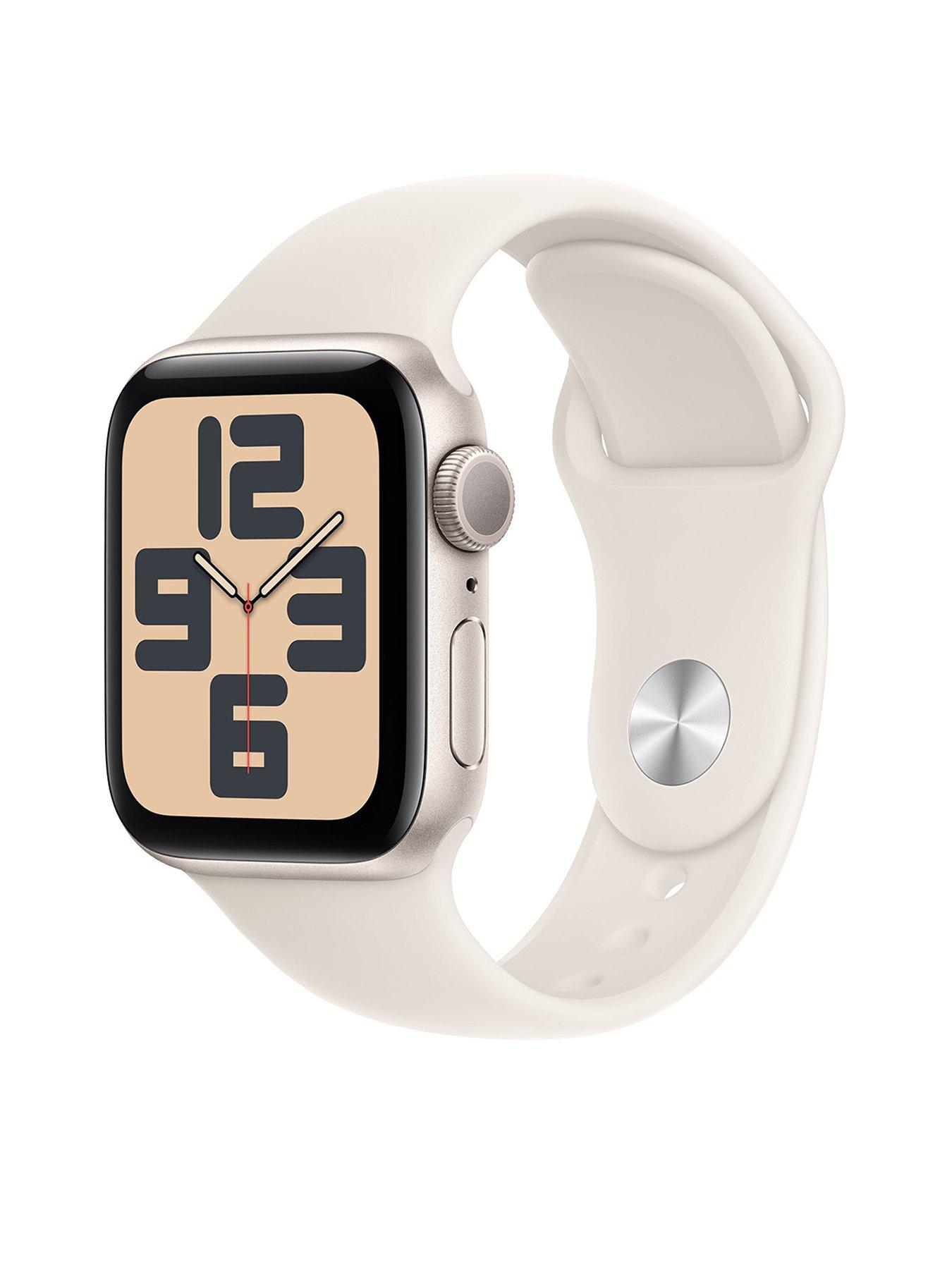Image 1 of 7 of Apple Watch SE (GPS, 2024) 40mm Starlight Aluminium Case with Starlight Sport Band - S/M