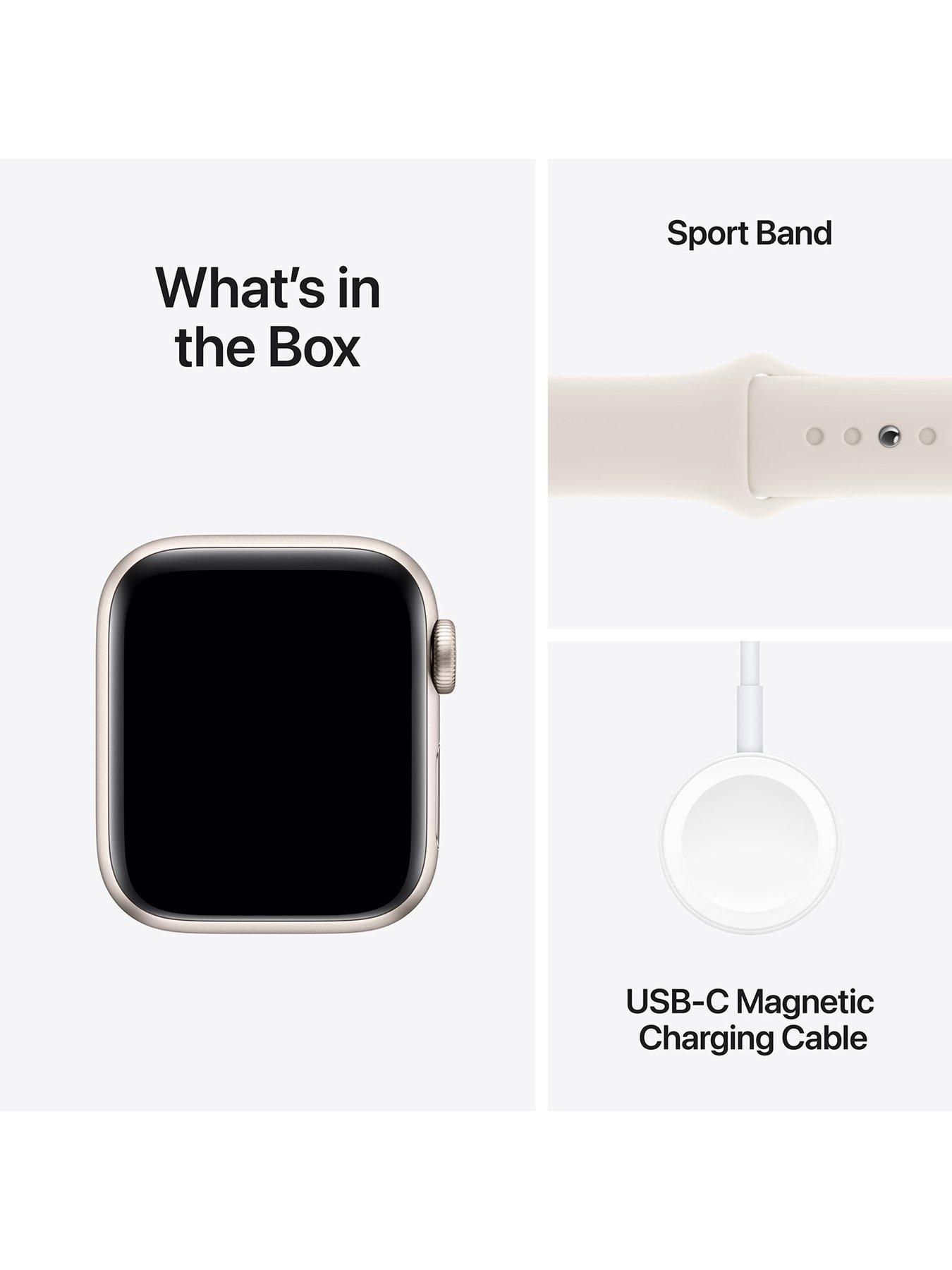 Image 7 of 7 of Apple Watch SE (GPS, 2024) 40mm Starlight Aluminium Case with Starlight Sport Band - S/M