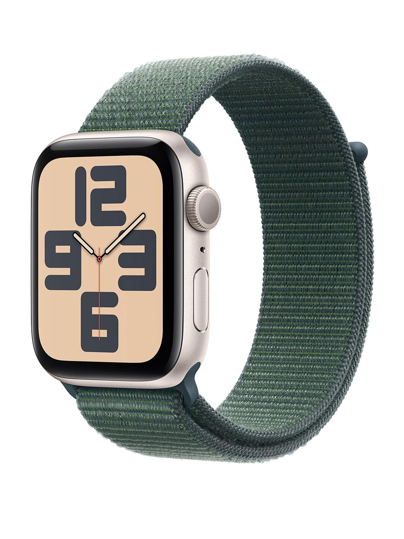 Image of Apple Watch SE (GPS, 2024) 40mm Starlight Aluminium Case with Lake Green Sport Loop