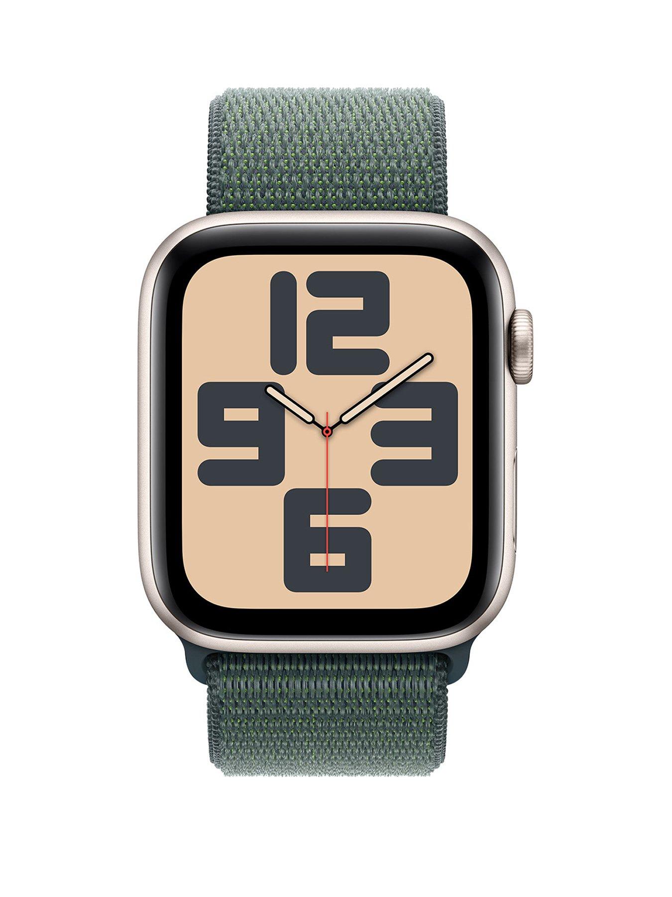Image 2 of 7 of Apple Watch SE (GPS, 2024) 40mm&nbsp;Starlight Aluminium Case with Lake Green Sport Loop