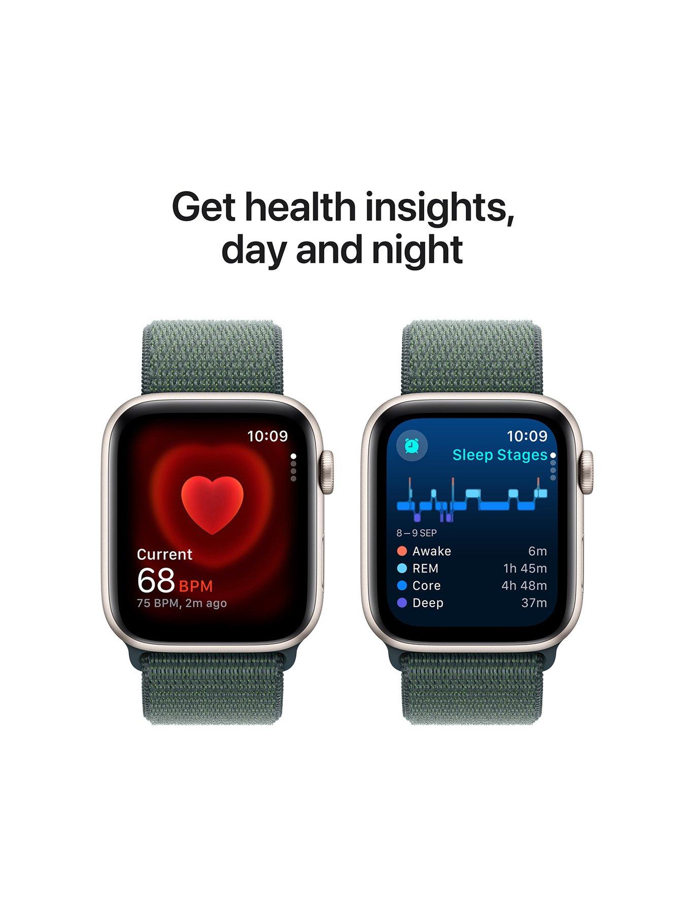 Image 5 of 7 of Apple Watch SE (GPS, 2024) 40mm&nbsp;Starlight Aluminium Case with Lake Green Sport Loop