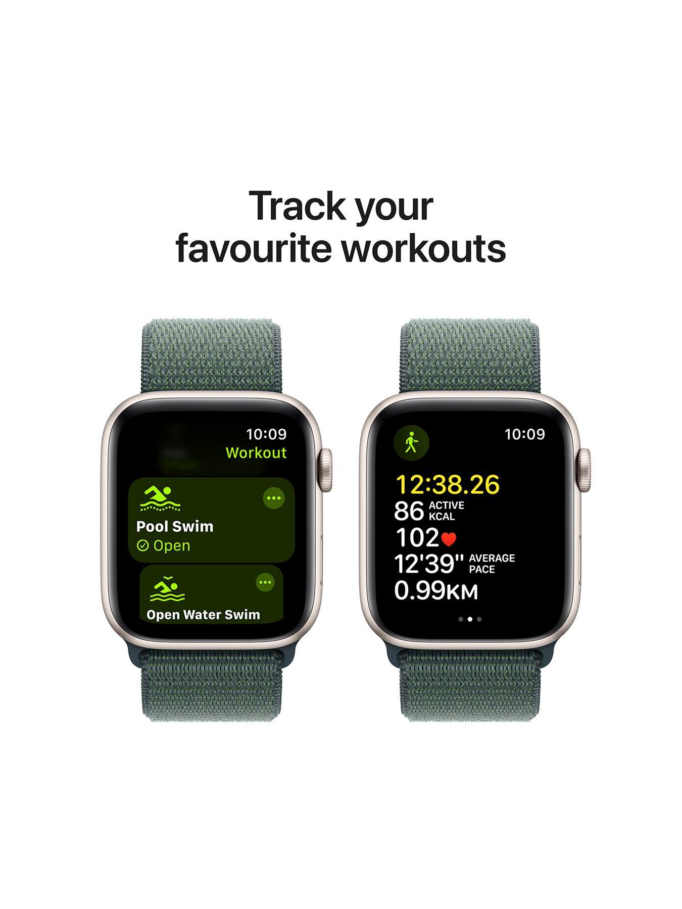 Image 6 of 7 of Apple Watch SE (GPS, 2024) 40mm&nbsp;Starlight Aluminium Case with Lake Green Sport Loop