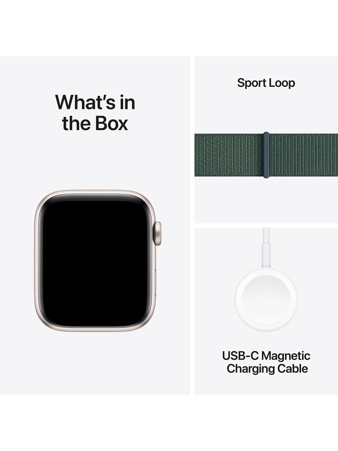 Image 7 of 7 of Apple Watch SE (GPS, 2024) 40mm&nbsp;Starlight Aluminium Case with Lake Green Sport Loop