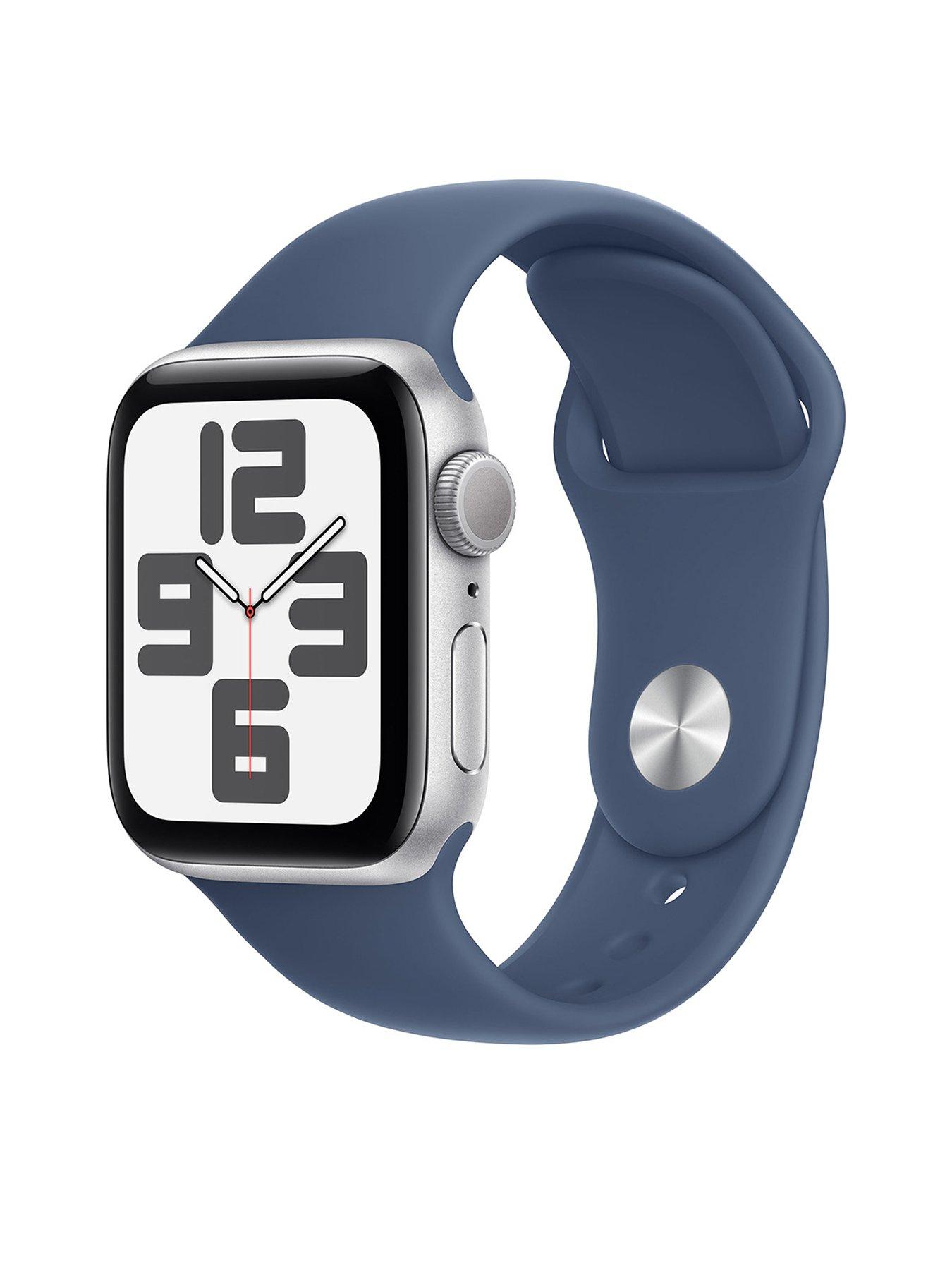 Image of Apple Watch SE (GPS, 2024) 44mm Silver Aluminium Case with Denim Sport Band - M/L