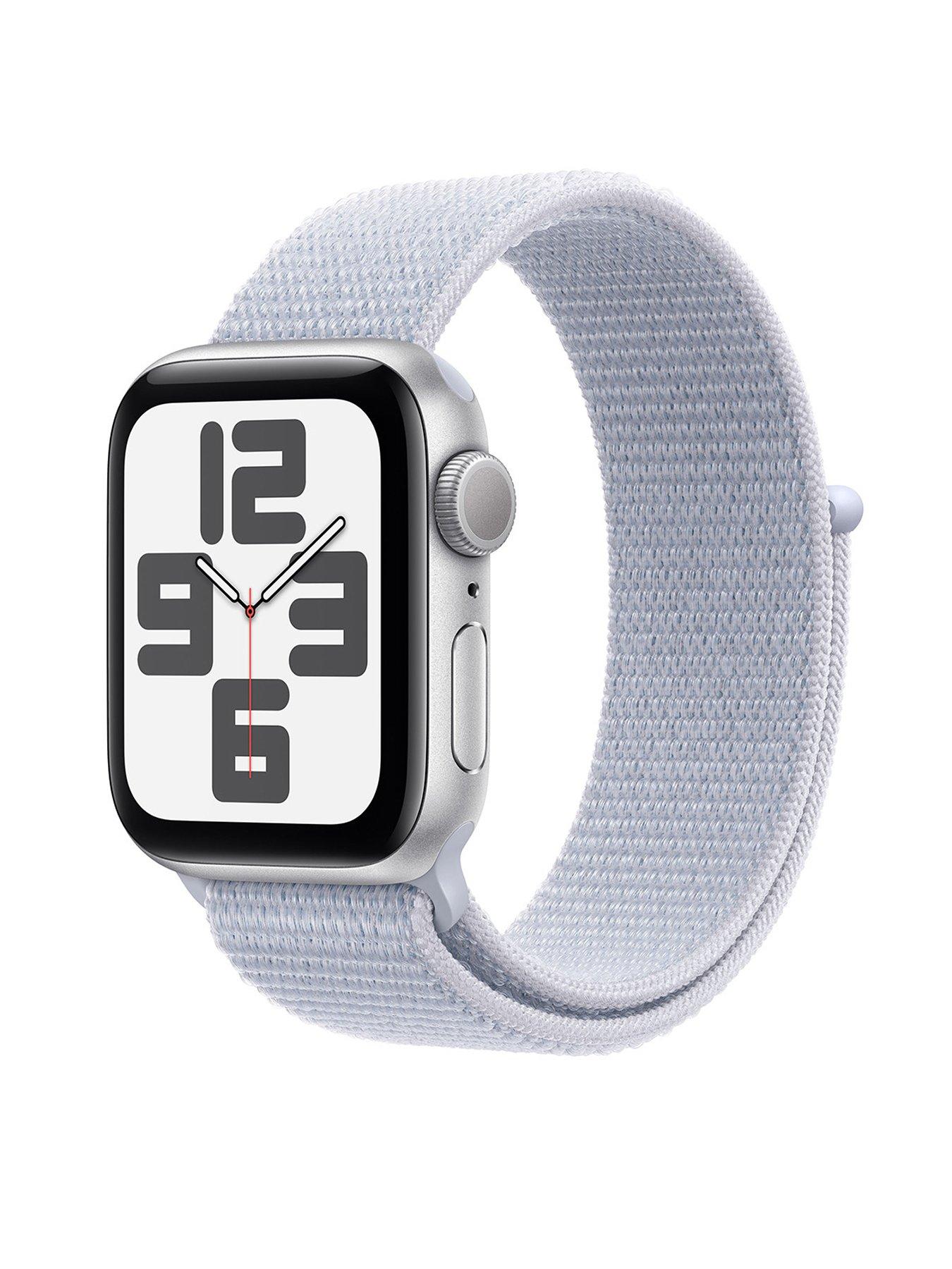 Image of Apple Watch SE (GPS, 2024) 44mm Silver Aluminium Case with Blue Cloud Sport Loop