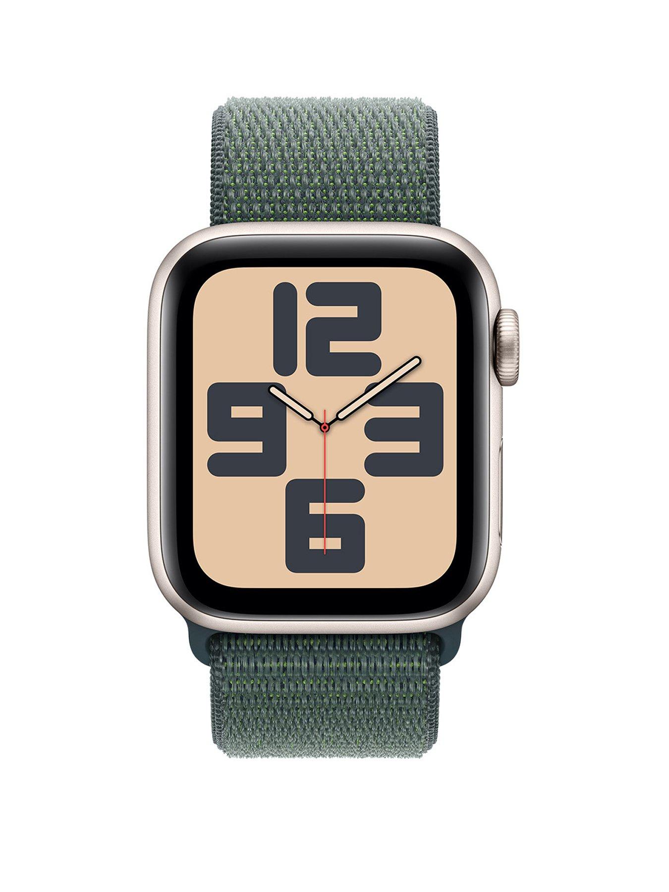 Image 2 of 7 of Apple Watch SE (GPS, 2024) 44mm&nbsp;Starlight Aluminium Case with Lake Green Sport Loop