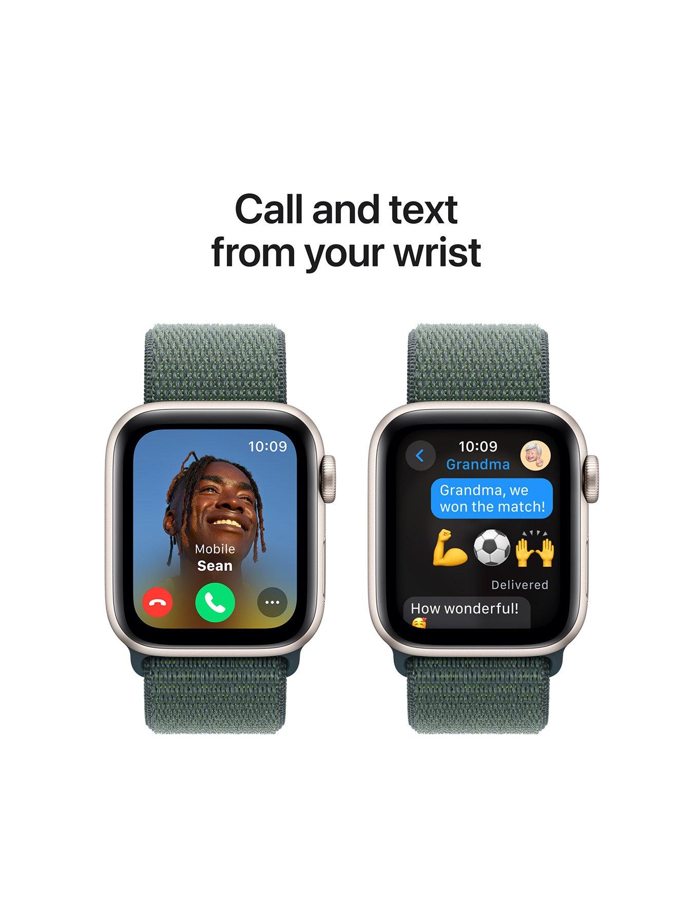 Image 4 of 7 of Apple Watch SE (GPS, 2024) 44mm&nbsp;Starlight Aluminium Case with Lake Green Sport Loop