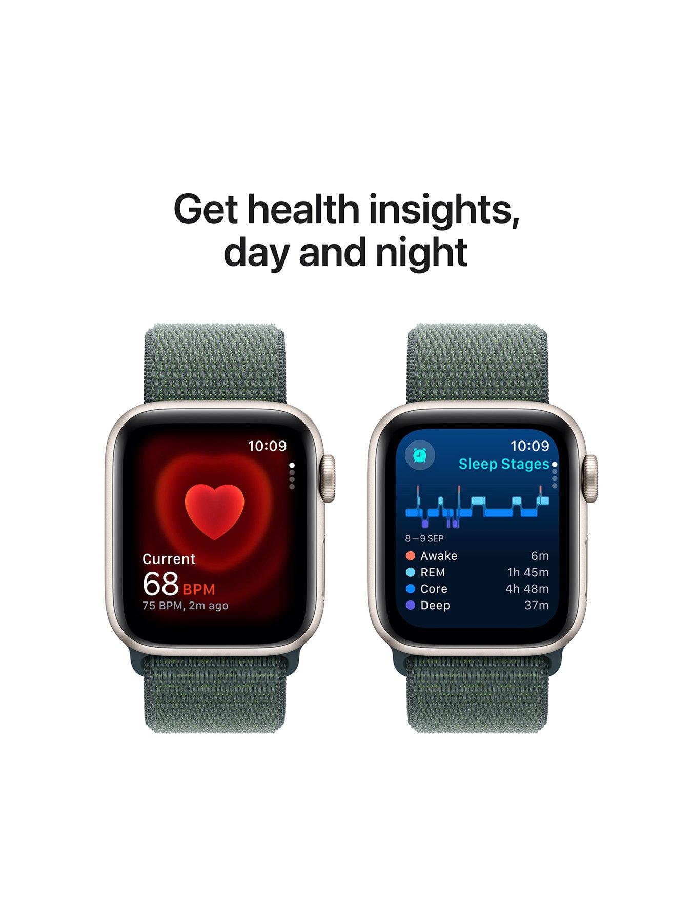 Image 5 of 7 of Apple Watch SE (GPS, 2024) 44mm&nbsp;Starlight Aluminium Case with Lake Green Sport Loop
