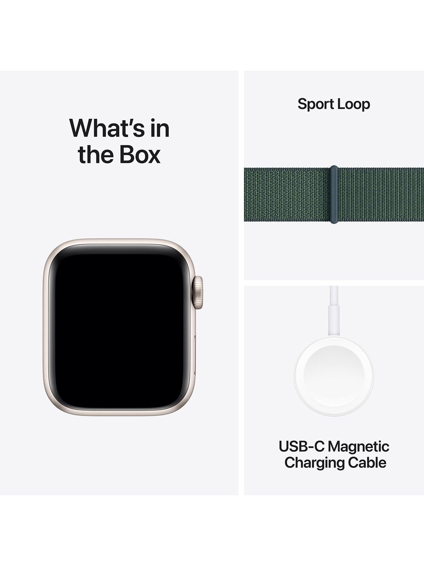 Image 7 of 7 of Apple Watch SE (GPS, 2024) 44mm&nbsp;Starlight Aluminium Case with Lake Green Sport Loop