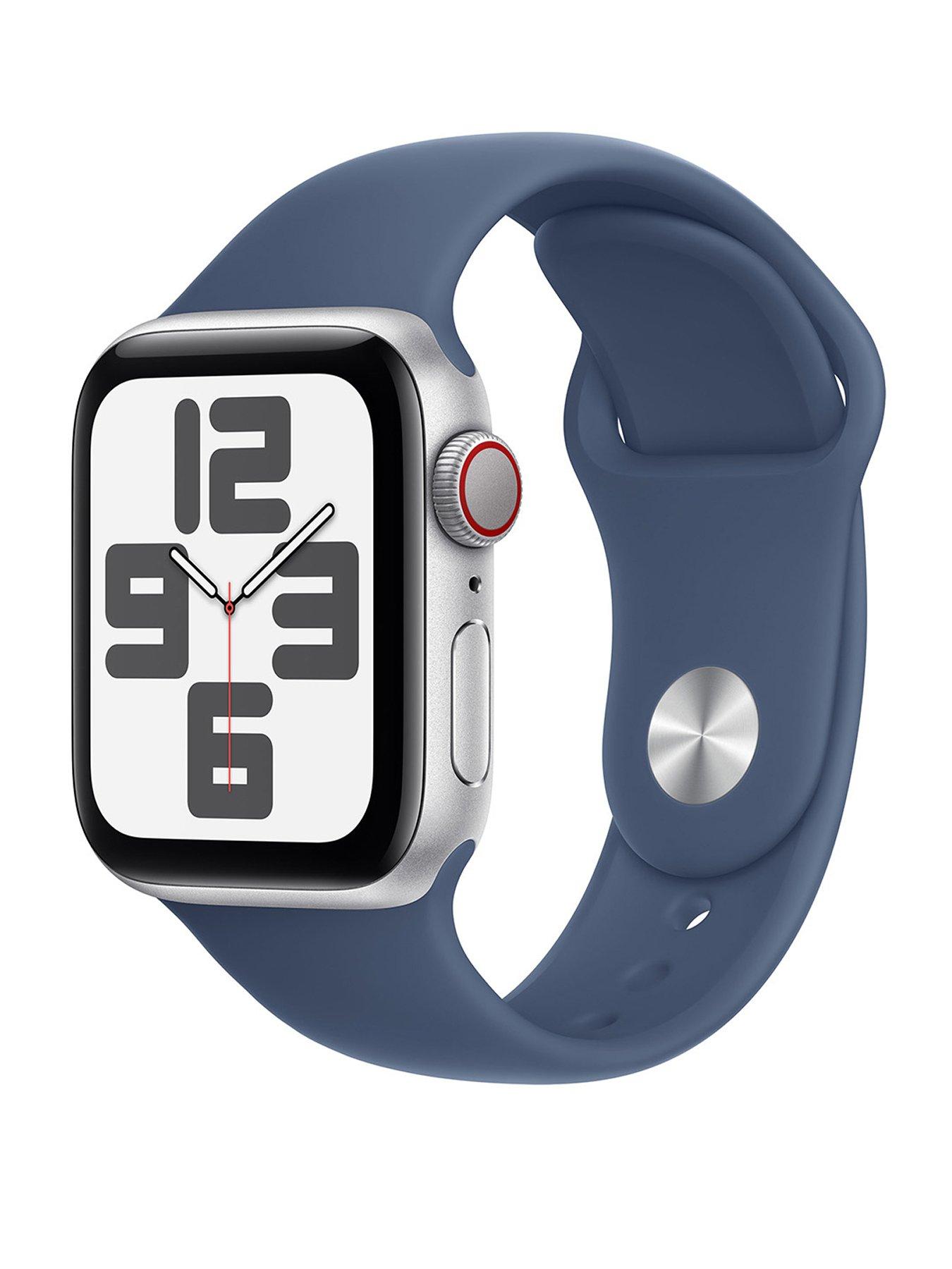 Image 1 of 7 of Apple Watch SE (GPS + Cellular, 2024) 40mm&nbsp;Silver Aluminium Case with Denim Sport Band - S/M