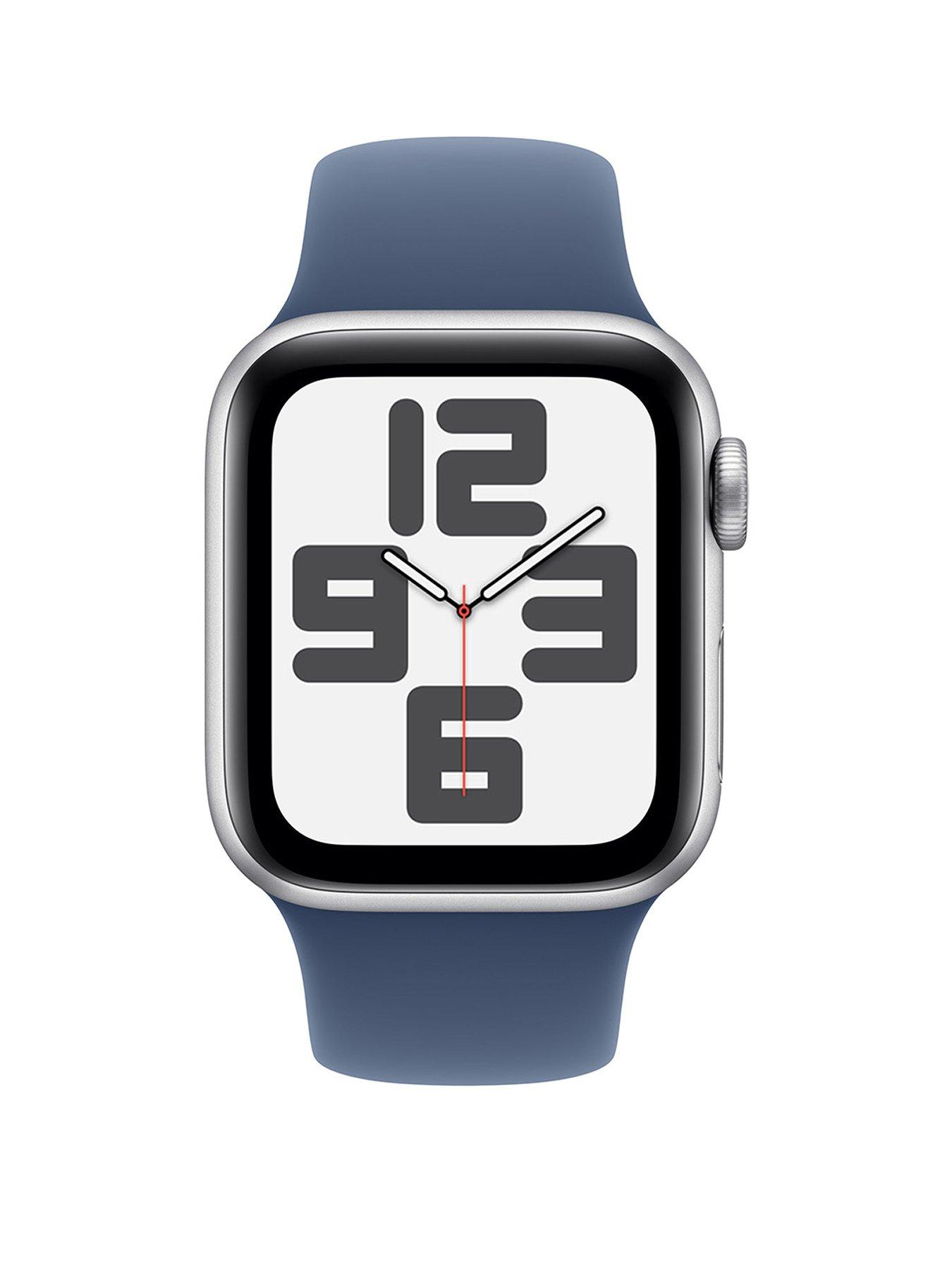 Image 2 of 7 of Apple Watch SE (GPS + Cellular, 2024) 40mm&nbsp;Silver Aluminium Case with Denim Sport Band - S/M