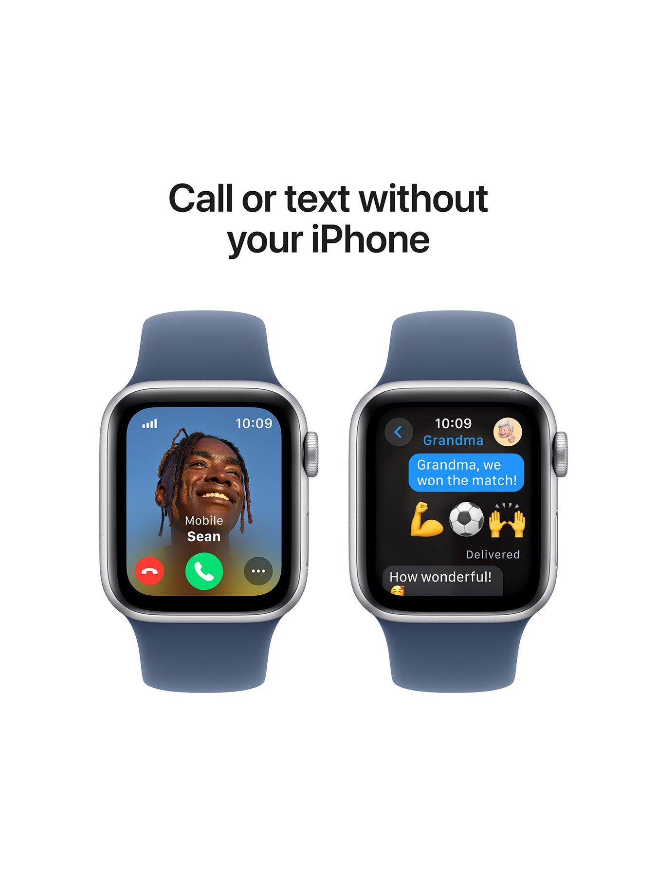 Image 4 of 7 of Apple Watch SE (GPS + Cellular, 2024) 40mm&nbsp;Silver Aluminium Case with Denim Sport Band - S/M