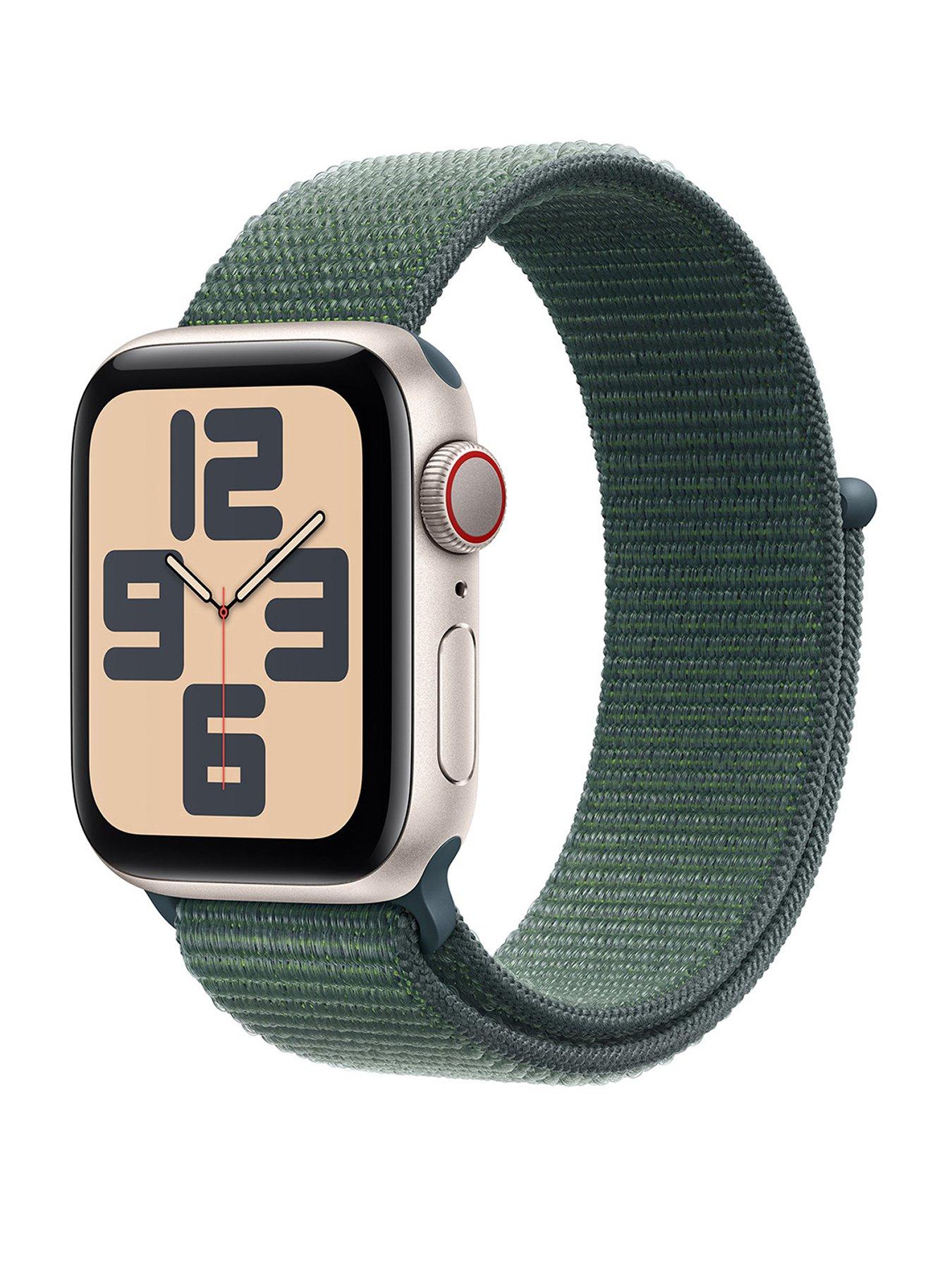 undefined Watch SE (GPS + Cellular, 2024) Starlight Aluminium Case with Lake Green Sport Loop