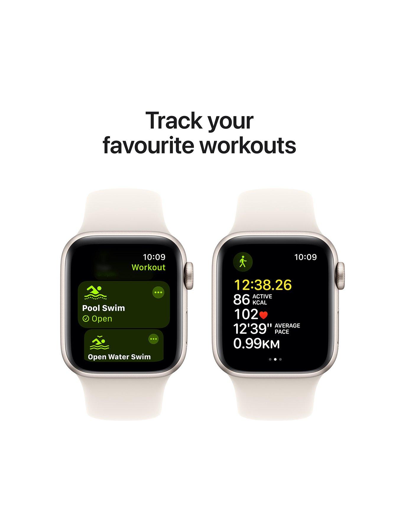 Image 6 of 7 of Apple Watch SE (GPS + Cellular, 2024)&nbsp;Starlight Aluminium Case with Starlight Sport Band
