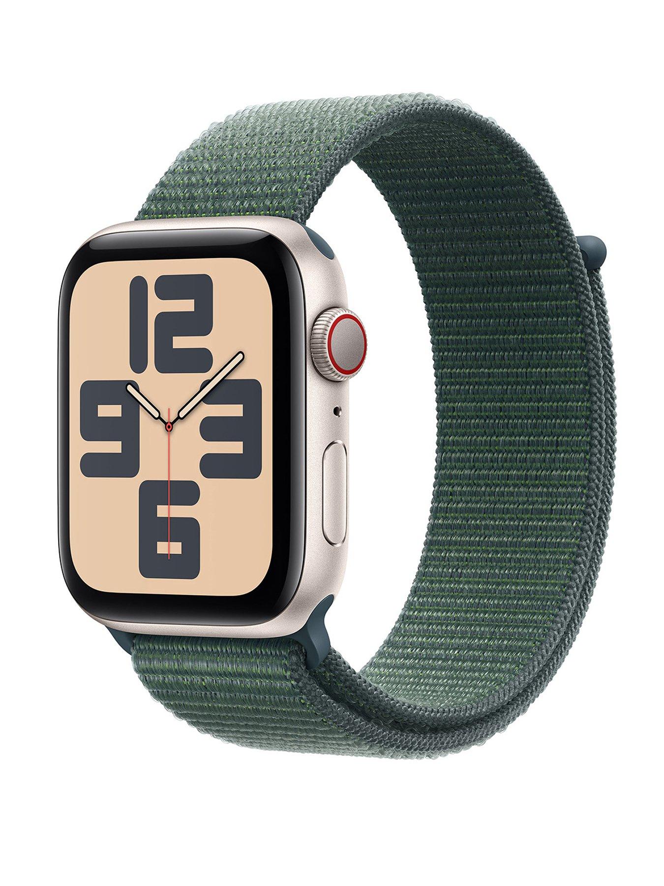 Apple Watch SE GPS Cellular 2024 44mm Starlight Aluminium Case with Lake Green Sport Loop Very