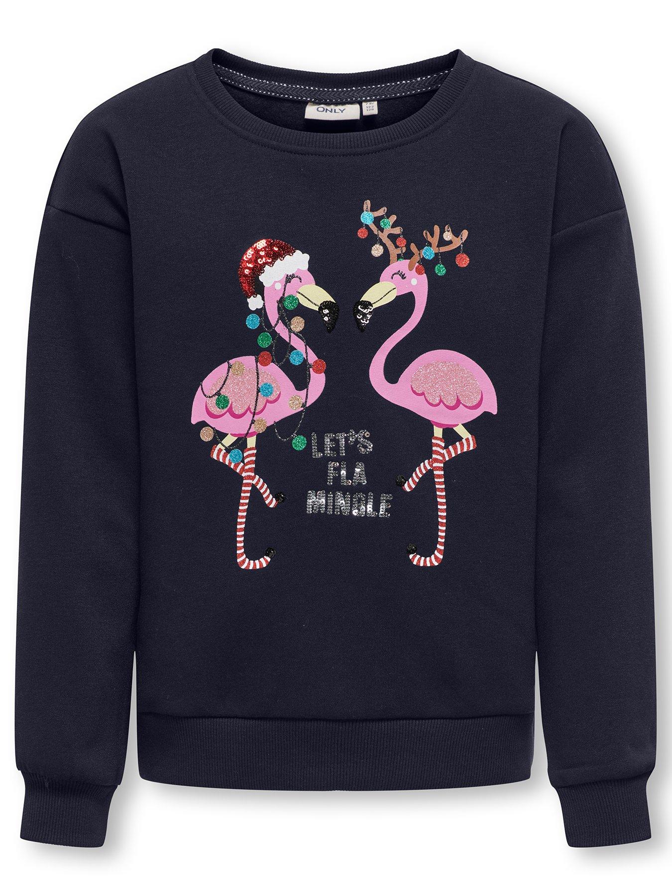 Name It Girls Flamingo Christmas Sweat Dark Sapphire Very