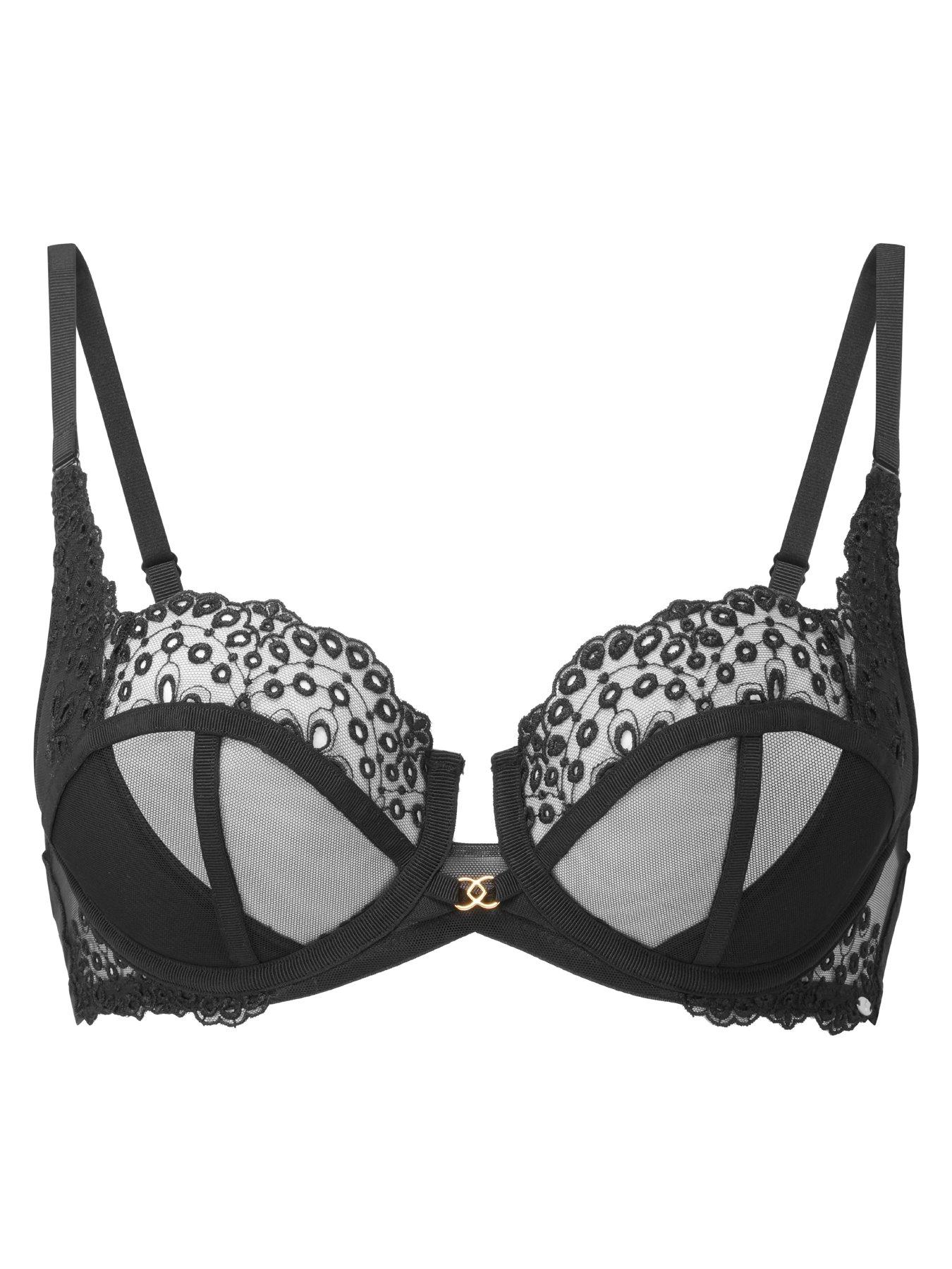 Image 5 of 6 of Gossard Rebel Cut Out Embroidered Non Padded Balcony Bra (Second Sizes) - Black