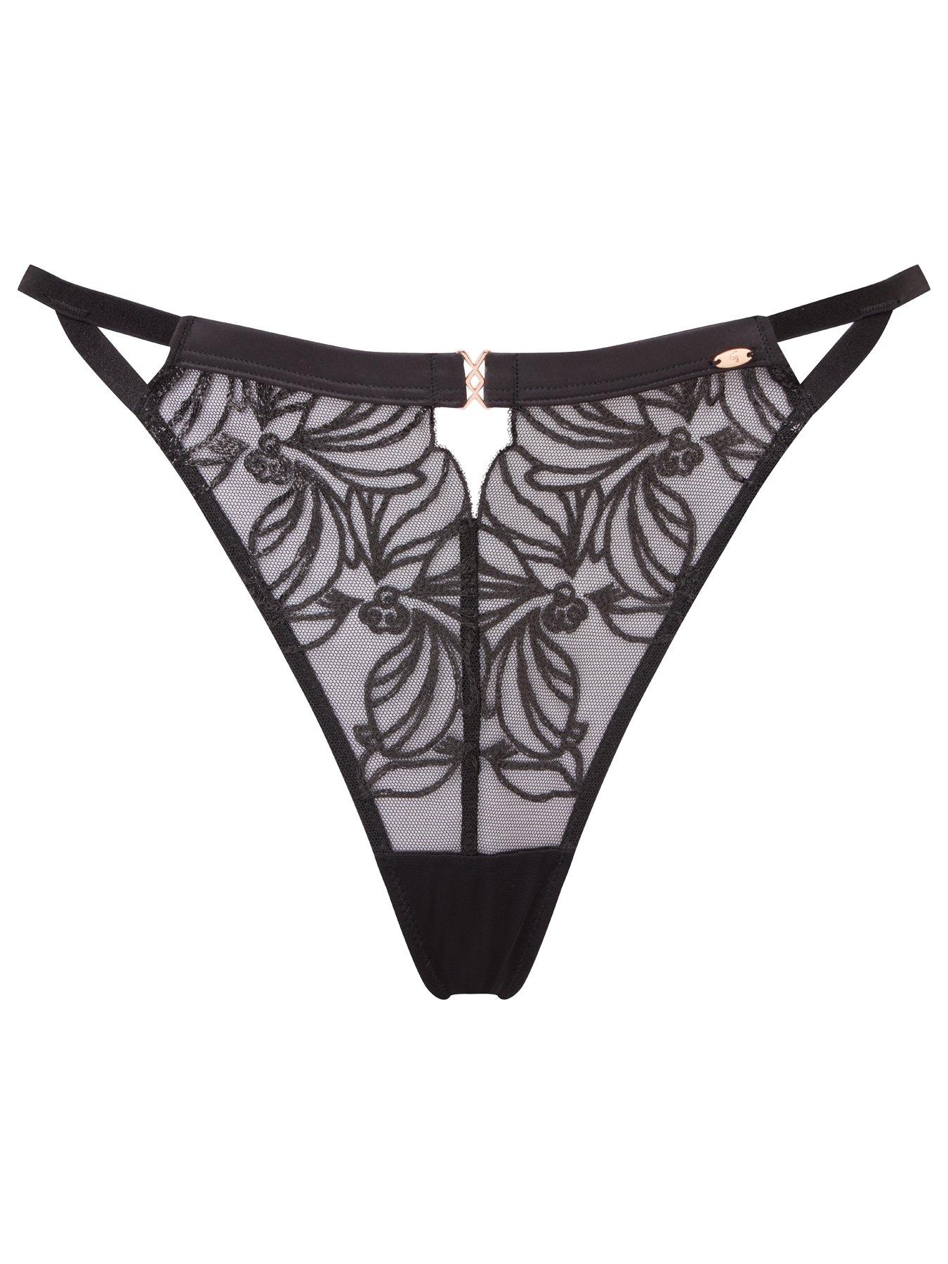 Image 4 of 5 of Gossard VIP Lavish Tattoo Effect Embroidered String - Black