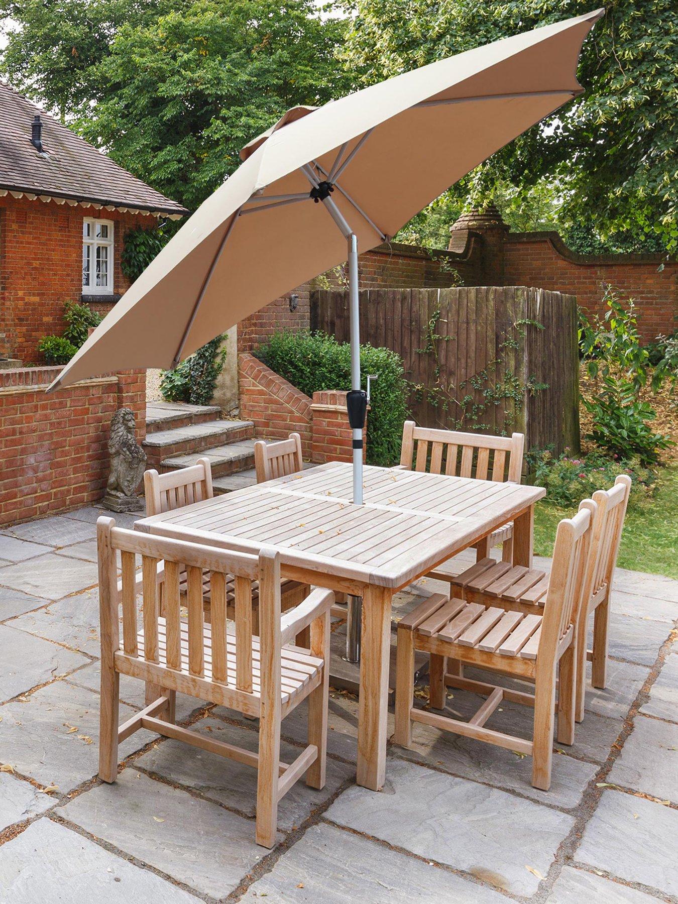 Product photograph of Glamhaus Tilting Khaki Sand Garden Table Parasol Umbrella 2 7m from very.co.uk