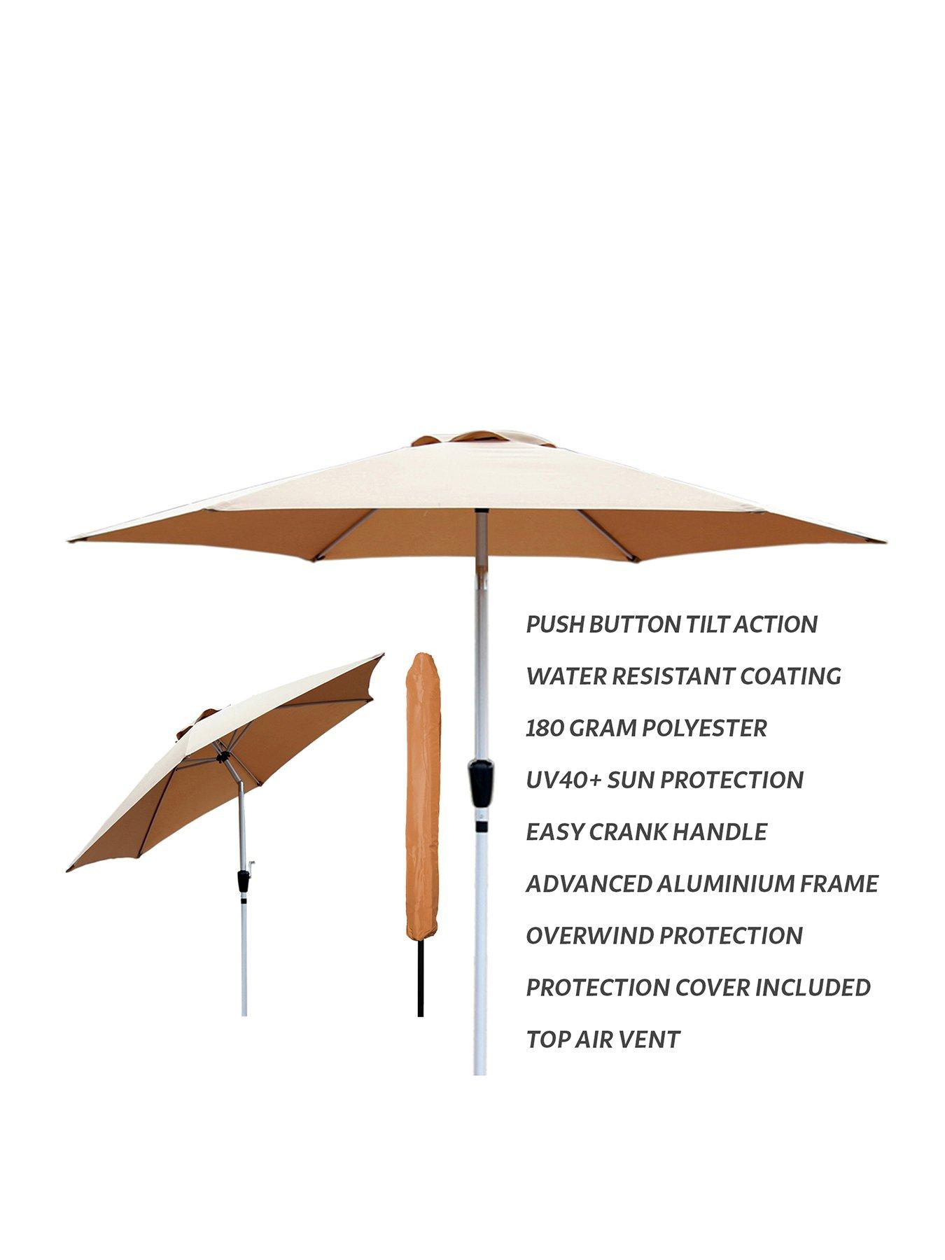 Image 3 of 6 of Glamhaus Tilting Khaki Sand Garden Table Parasol Umbrella 2.7M