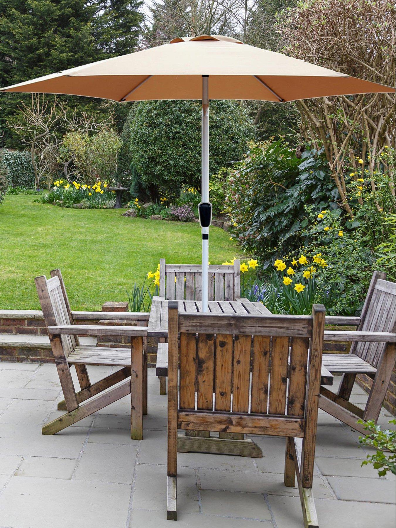 Image 5 of 6 of Glamhaus Tilting Khaki Sand Garden Table Parasol Umbrella 2.7M