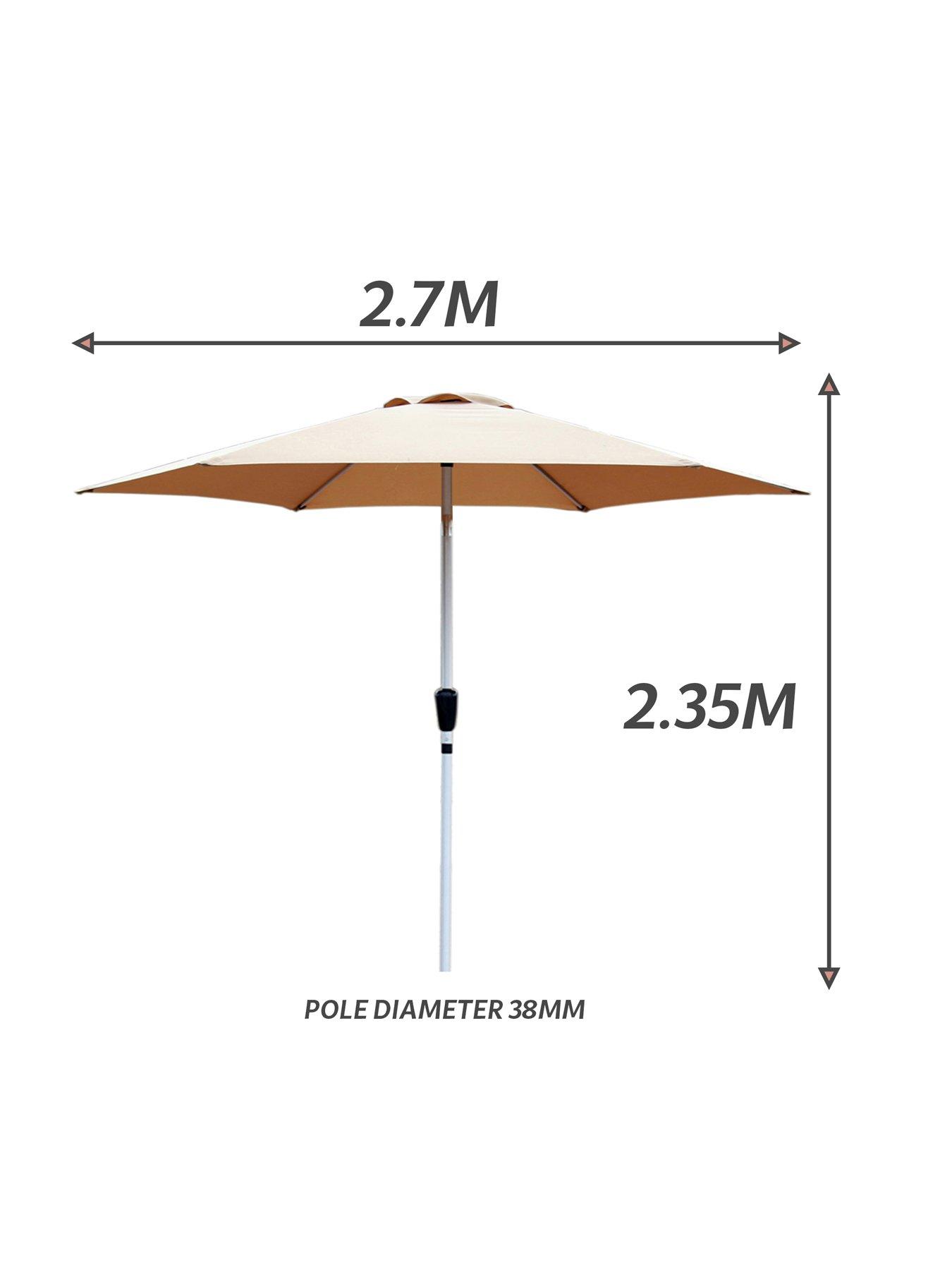 Image 6 of 6 of Glamhaus Tilting Khaki Sand Garden Table Parasol Umbrella 2.7M