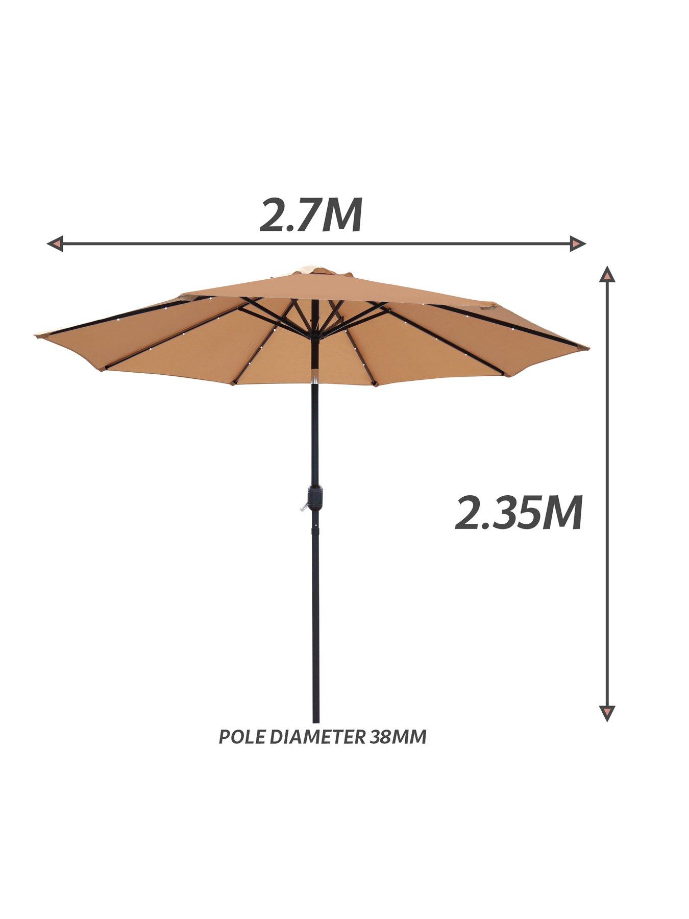 Image 6 of 6 of Glamhaus Solar LED Tilting Khaki Sand Garden Parasol Umbrella 2.7M