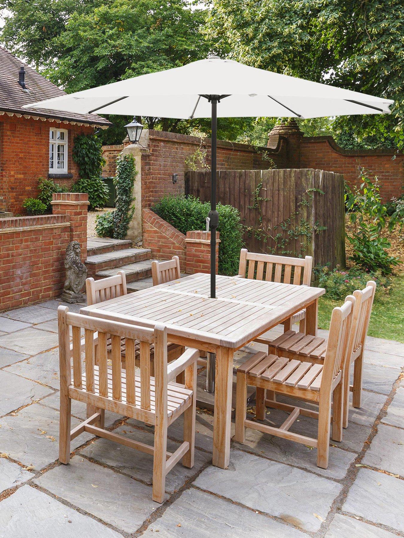 Image 1 of 6 of Glamhaus Cream Garden Table Parasol Umbrella 2.7M
