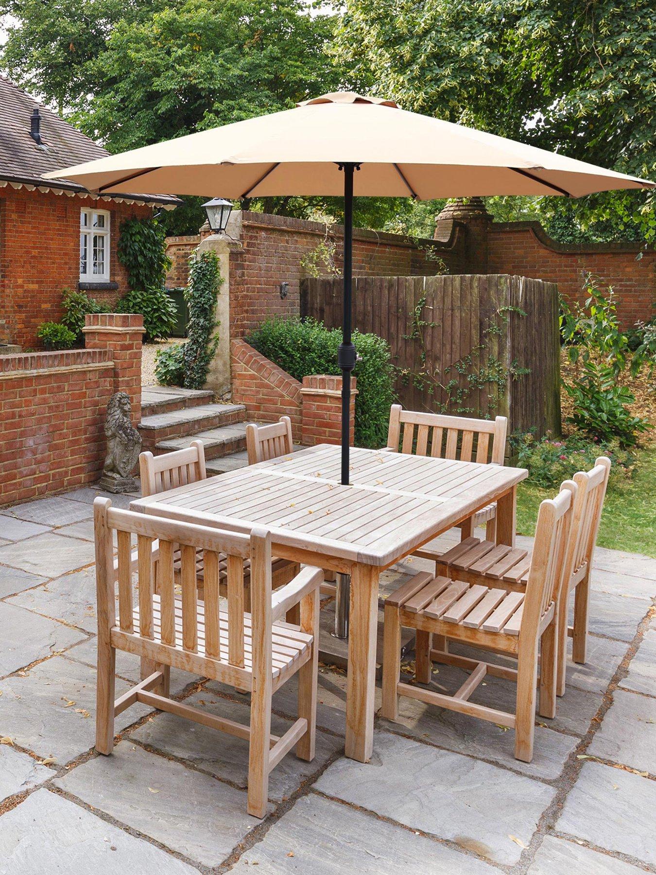 Product photograph of Glamhaus Khaki Sand Garden Table Parasol Umbrella 2 7m from very.co.uk