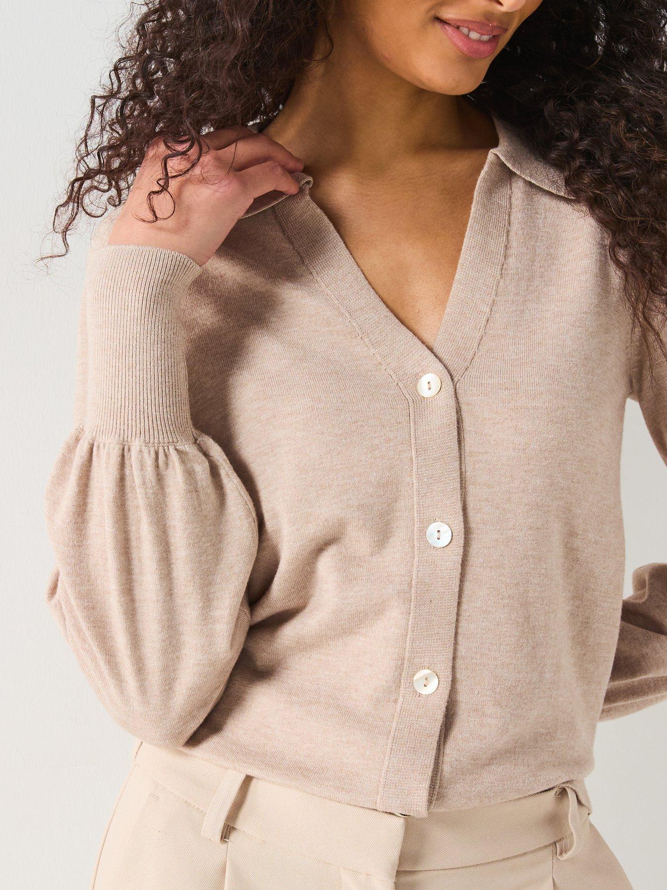 Image 4 of 6 of Everyday Collared Neck Button Down Cardigan - Natural