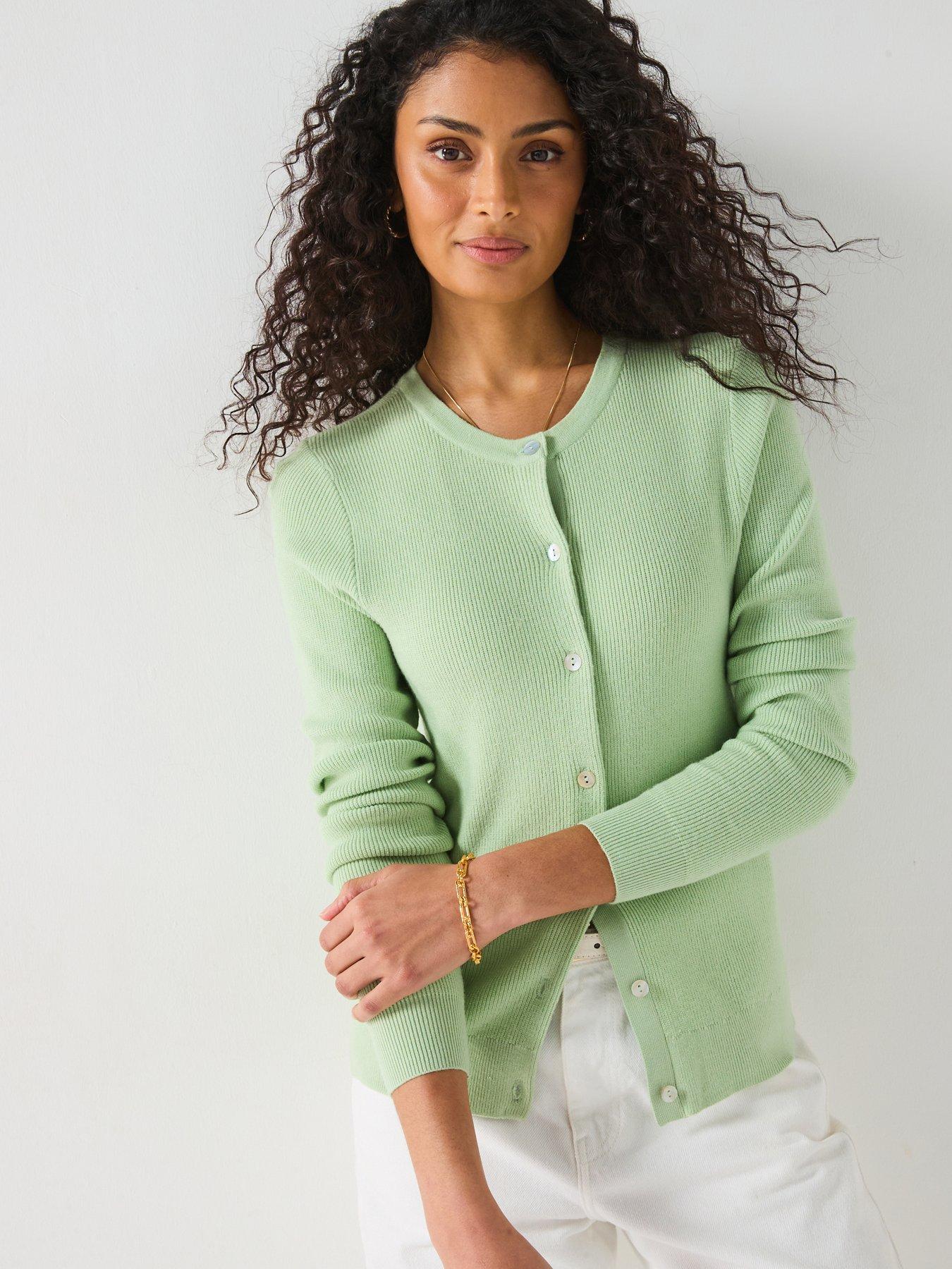 undefined Crew Neck Cardigan - Green