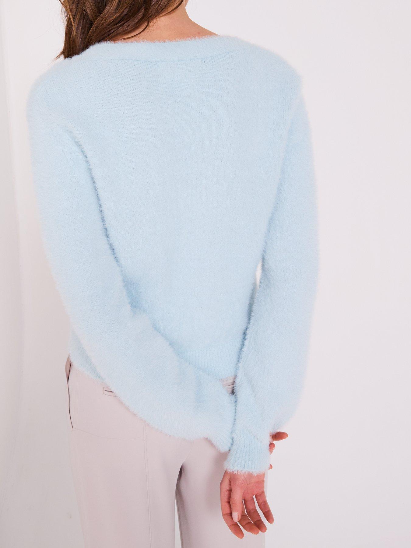 Image 6 of 6 of V by Very Fluffy V Neck Short Jumper - Blue