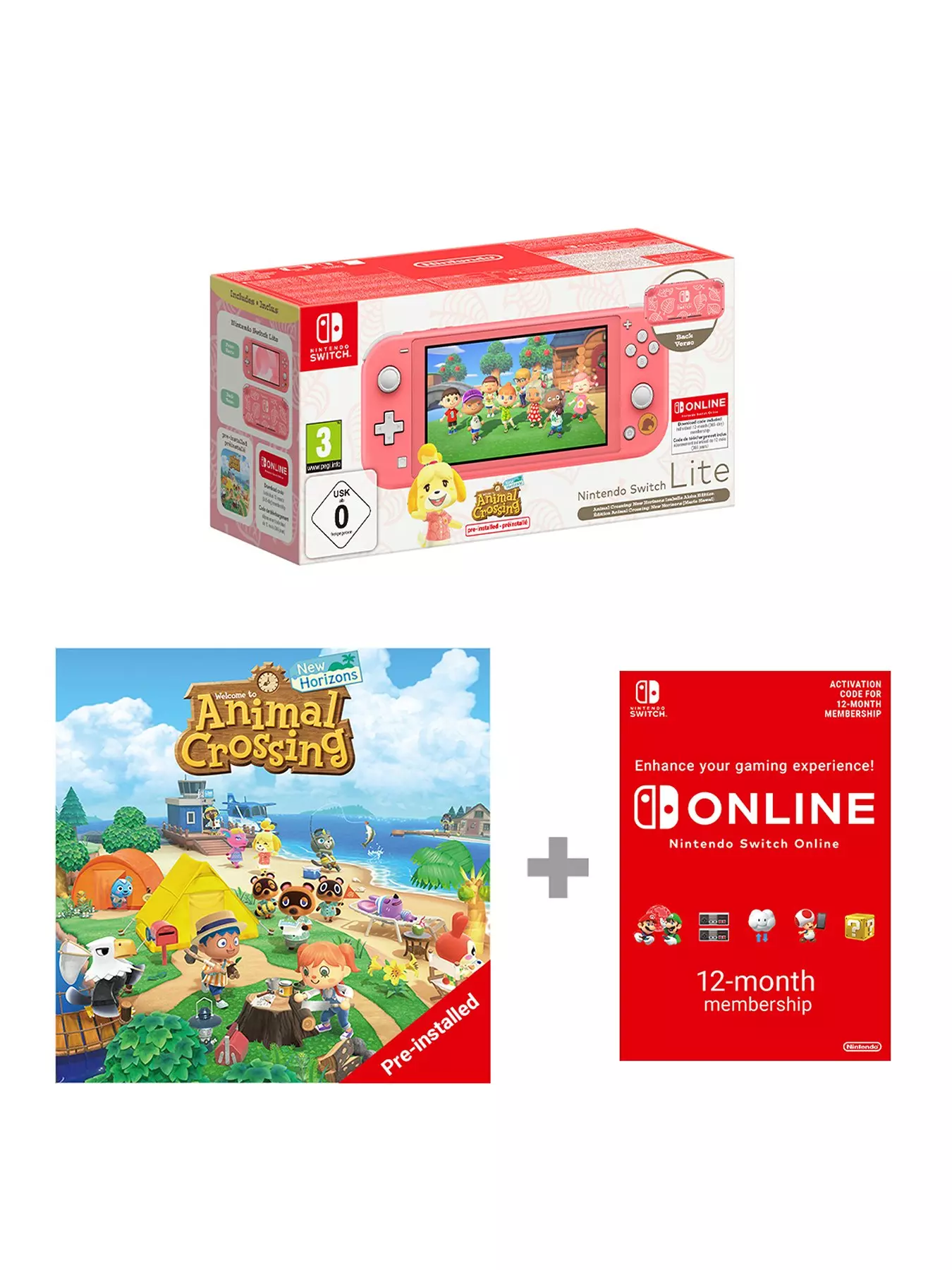 Nintendo Switch Lite Switch HW Lite Coral: Isabelle Aloha Edition + 12 Months NSO