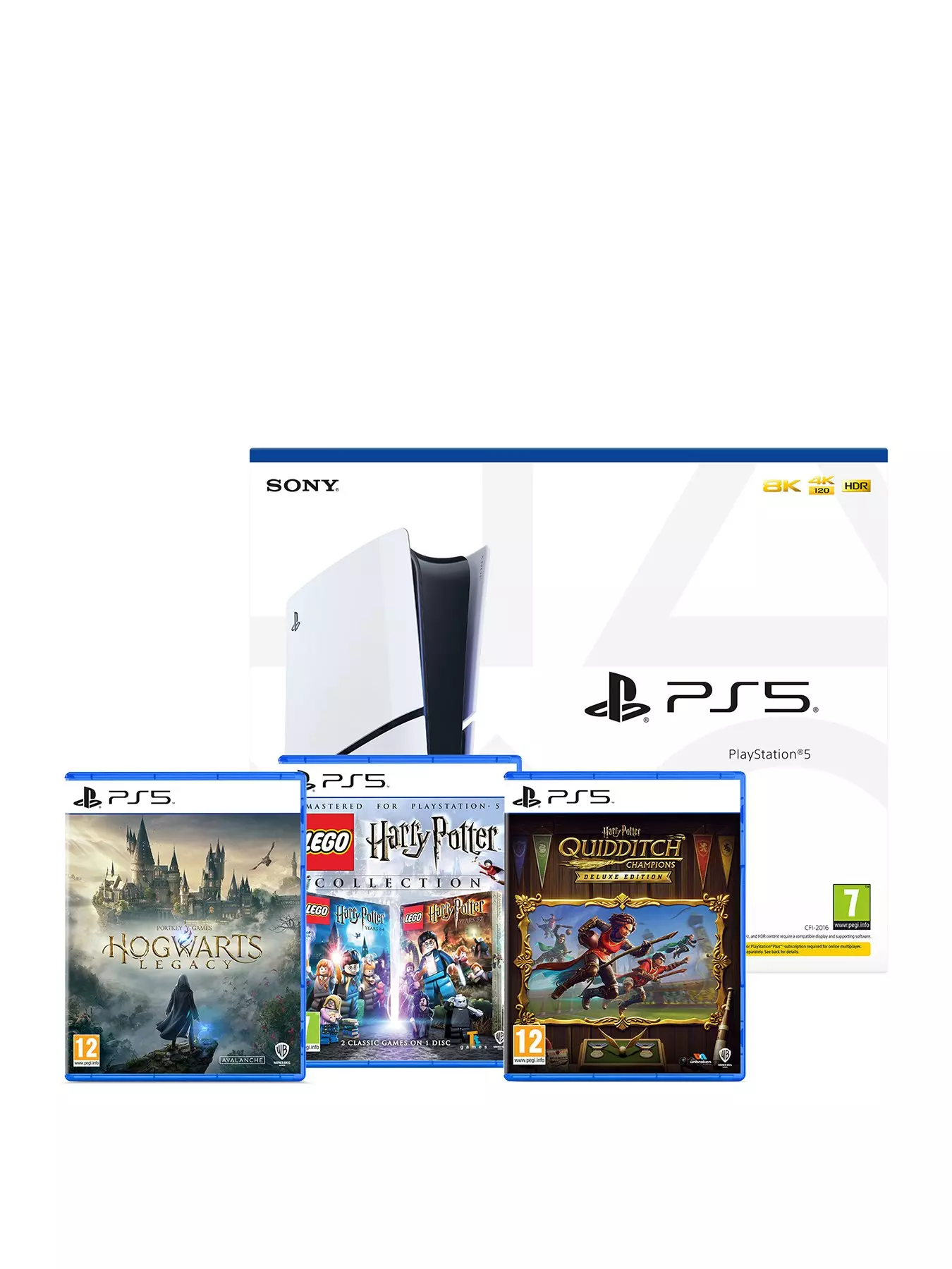 PlayStation 5 Disc Console with Hogwarts Legacy, LEGO Harry Potter Collection & Harry Potter: Quidditch Champions - Deluxe Edition