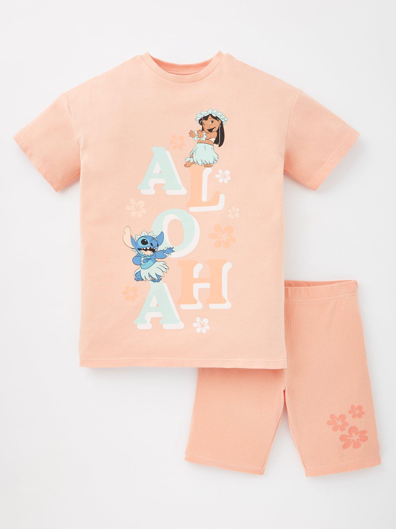 undefined Lilo And Stitch T-shirt And Cycling Short Set - Orange