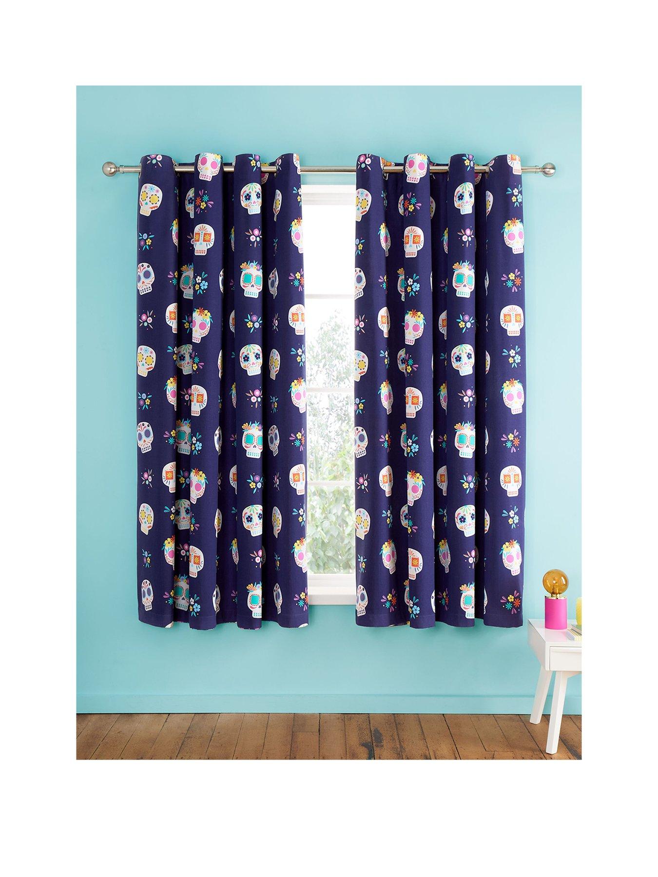 Product photograph of Catherine Lansfield Sugar Skull Curtains- 66 X 72 Inch from very.co.uk