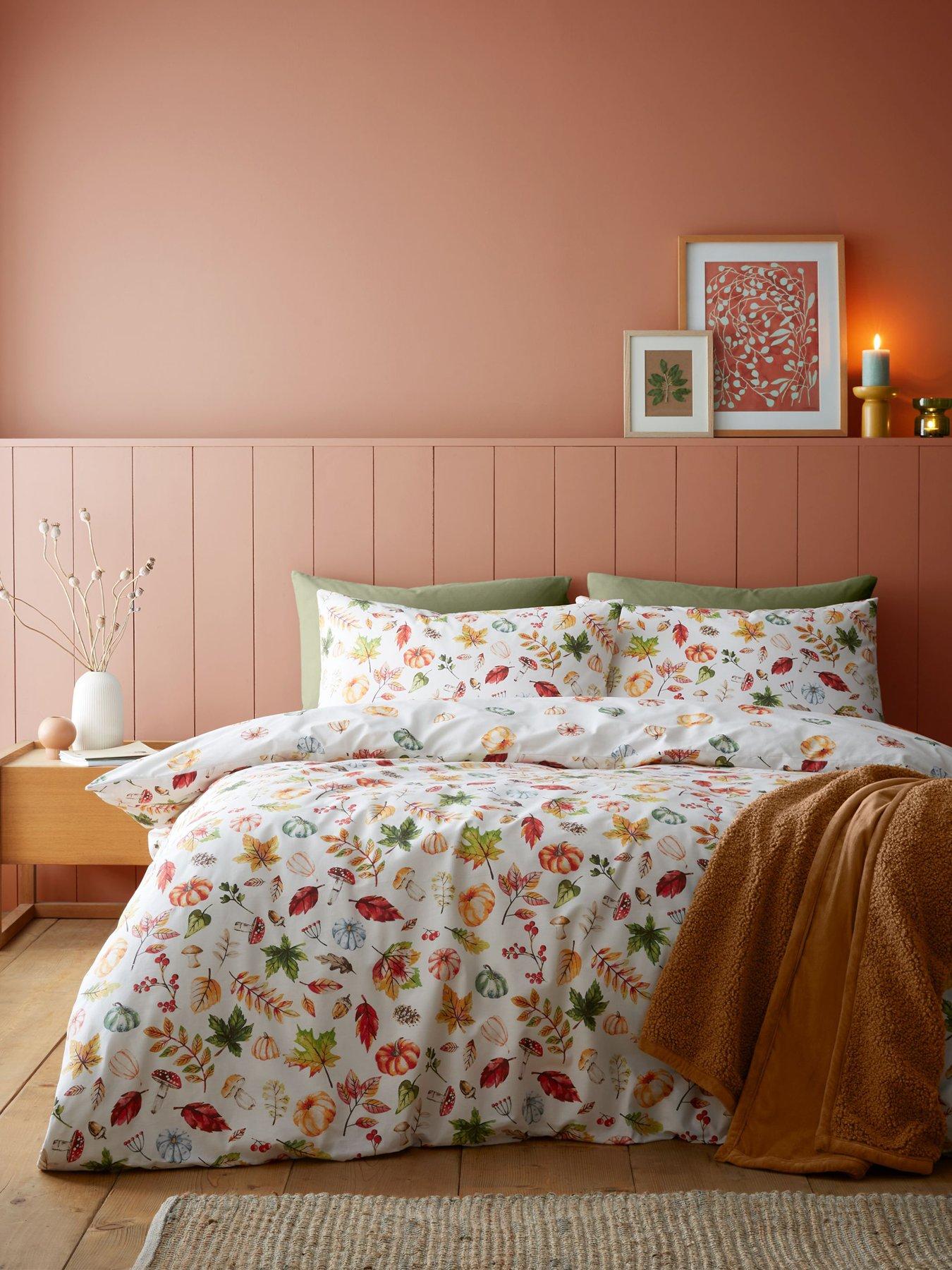 Image 1 of 6 of Catherine Lansfield Autumn Pumpkins Reversible Duvet Cover and Pillowcase Set