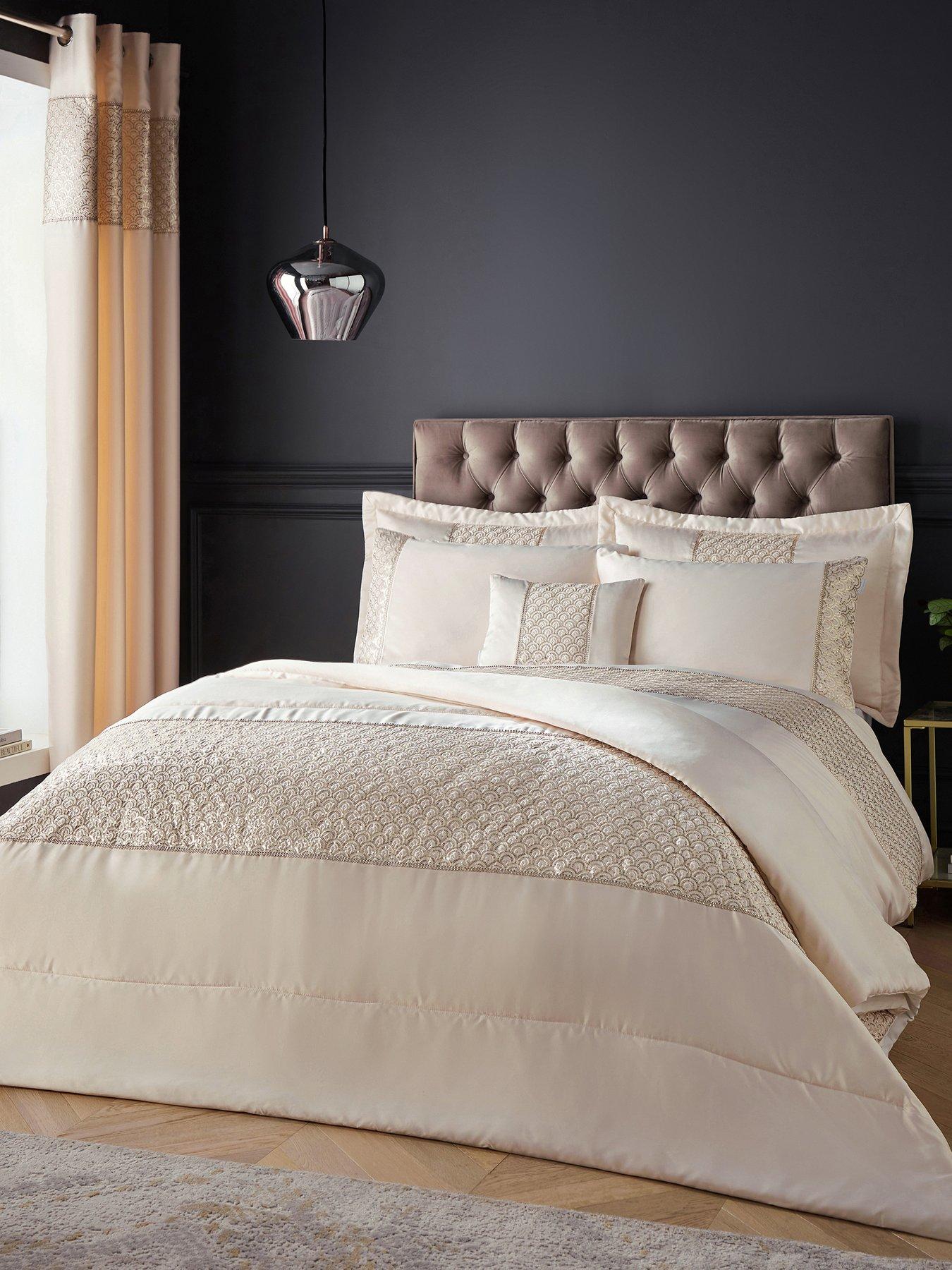 Image 1 of 6 of Catherine Lansfield Deco Sequin Champagne Duvet Cover Set