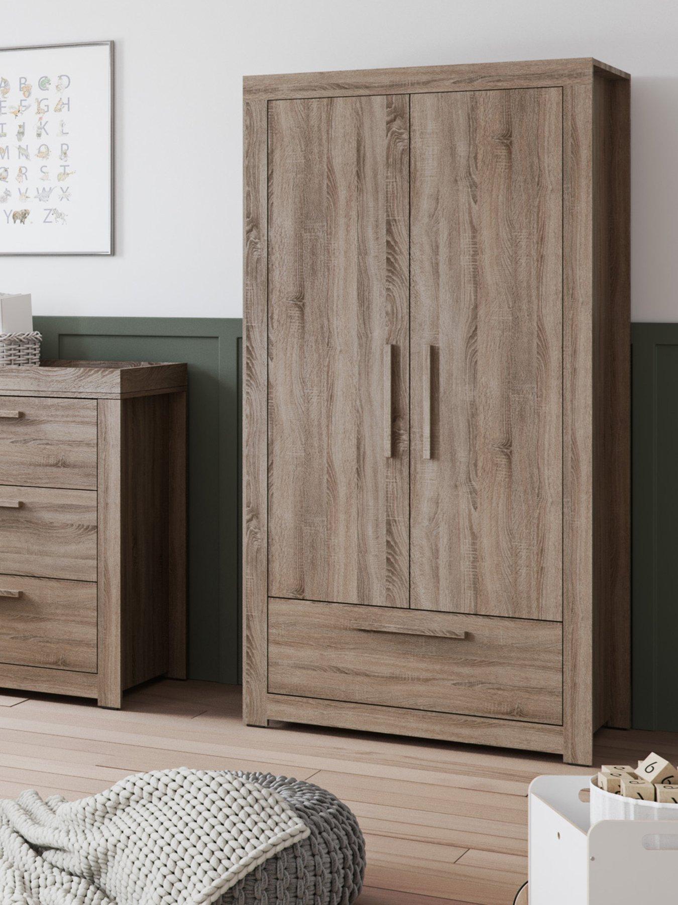 Product photograph of Little Acorns Ellesmere Double Door Amp 1 Draw Wardrobe from very.co.uk