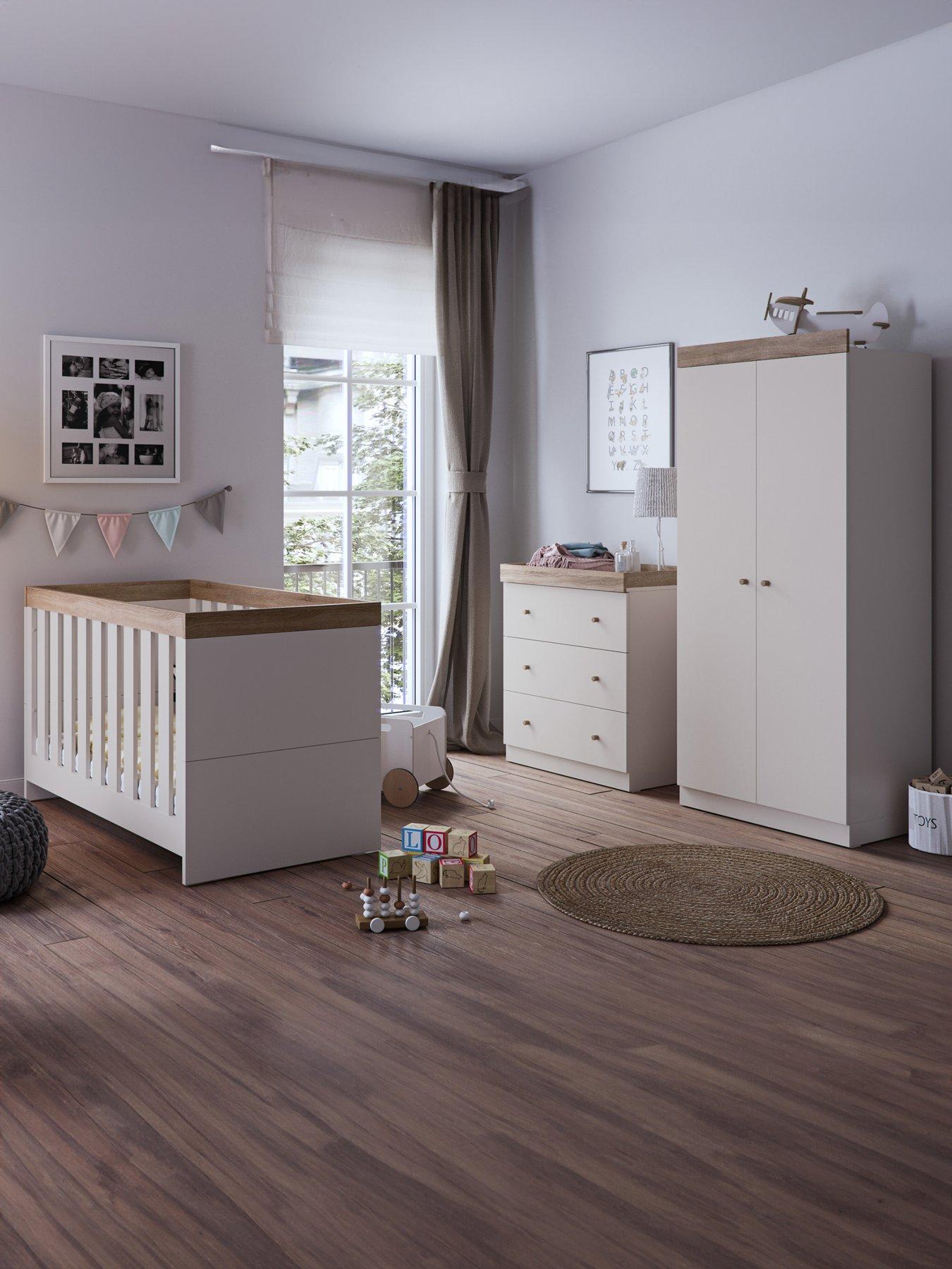 Product photograph of Little Acorns Burlington 3 Piece Set - Cot Bed Dresser Wardrobe from very.co.uk