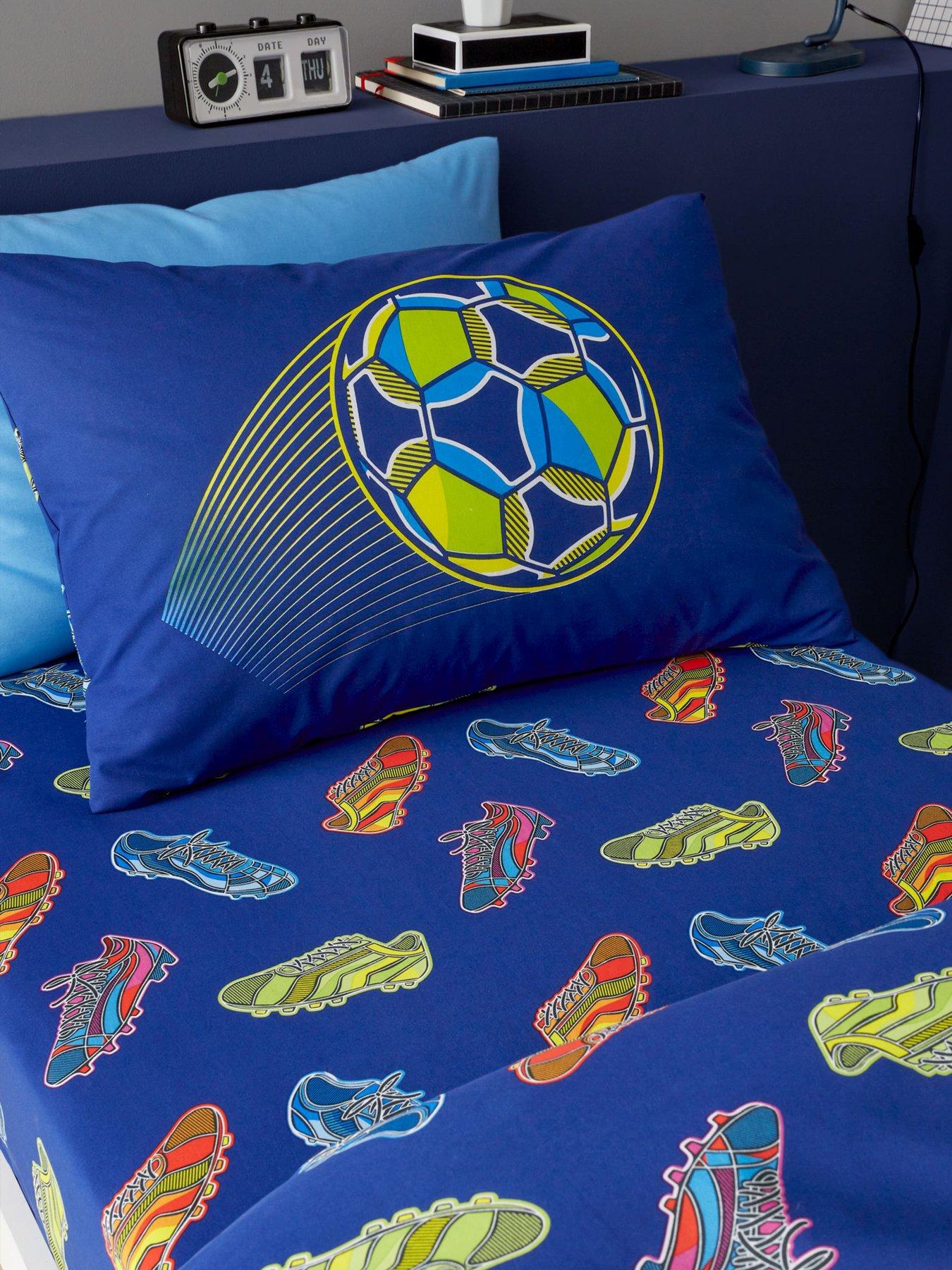 Product photograph of Catherine Lansfield Bright Football Fitted Sheet from very.co.uk