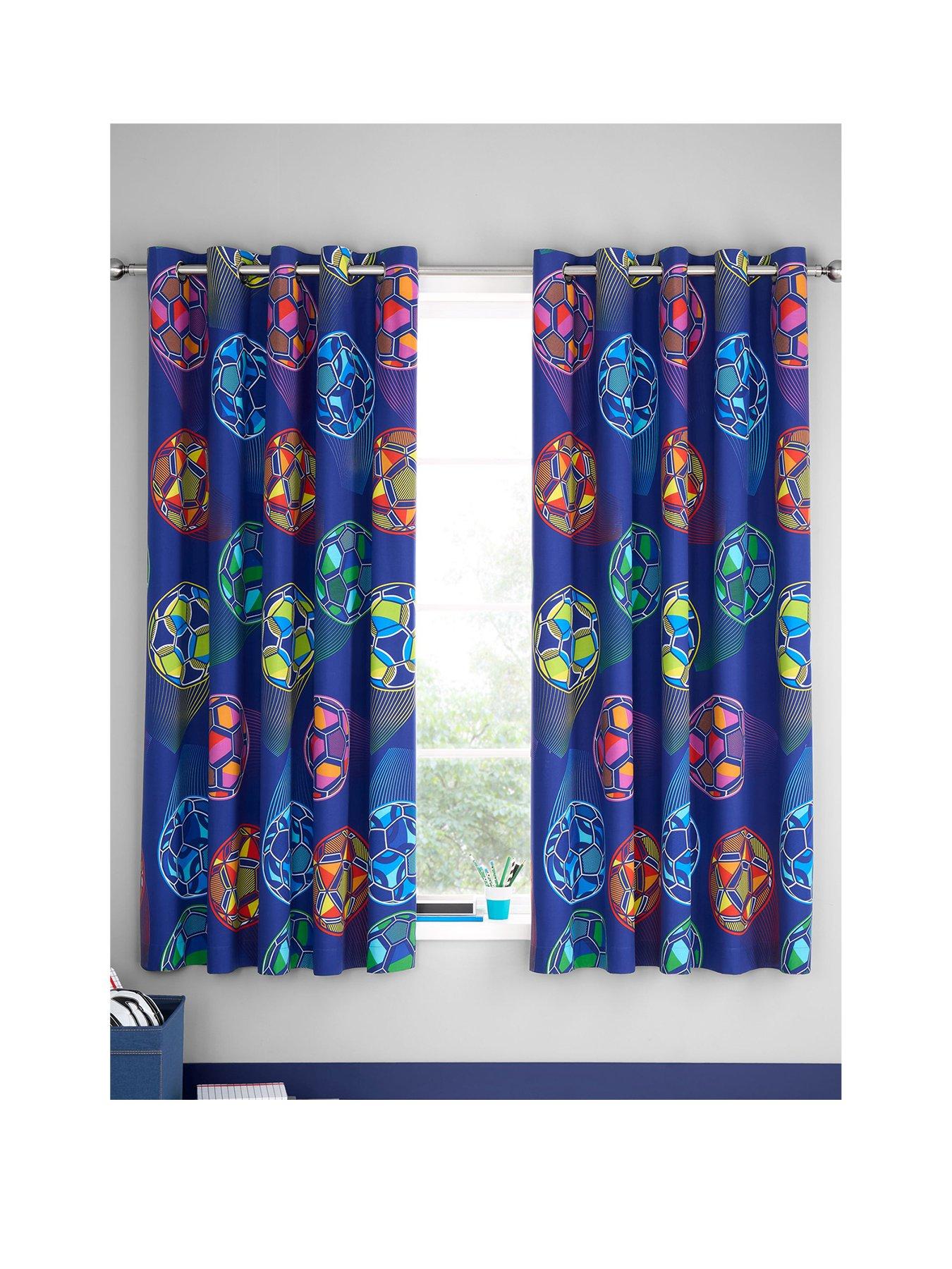 undefined Bright Football Reversible Eyelet Curtains W168xD183cm(W66xD72inches)