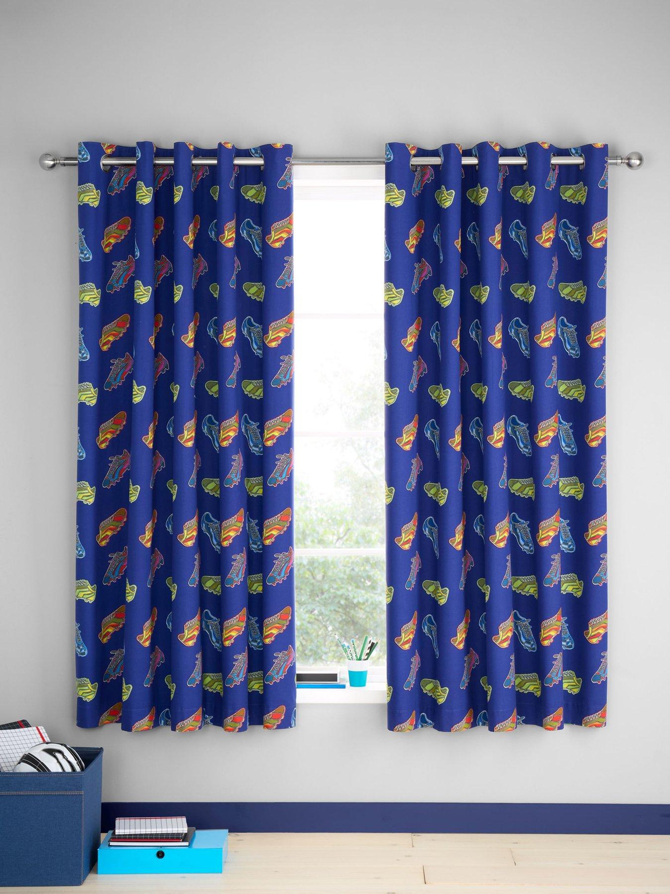 Image 2 of 2 of Catherine Lansfield Bright Football Reversible Eyelet Curtains W168xD183cm(W66xD72inches)