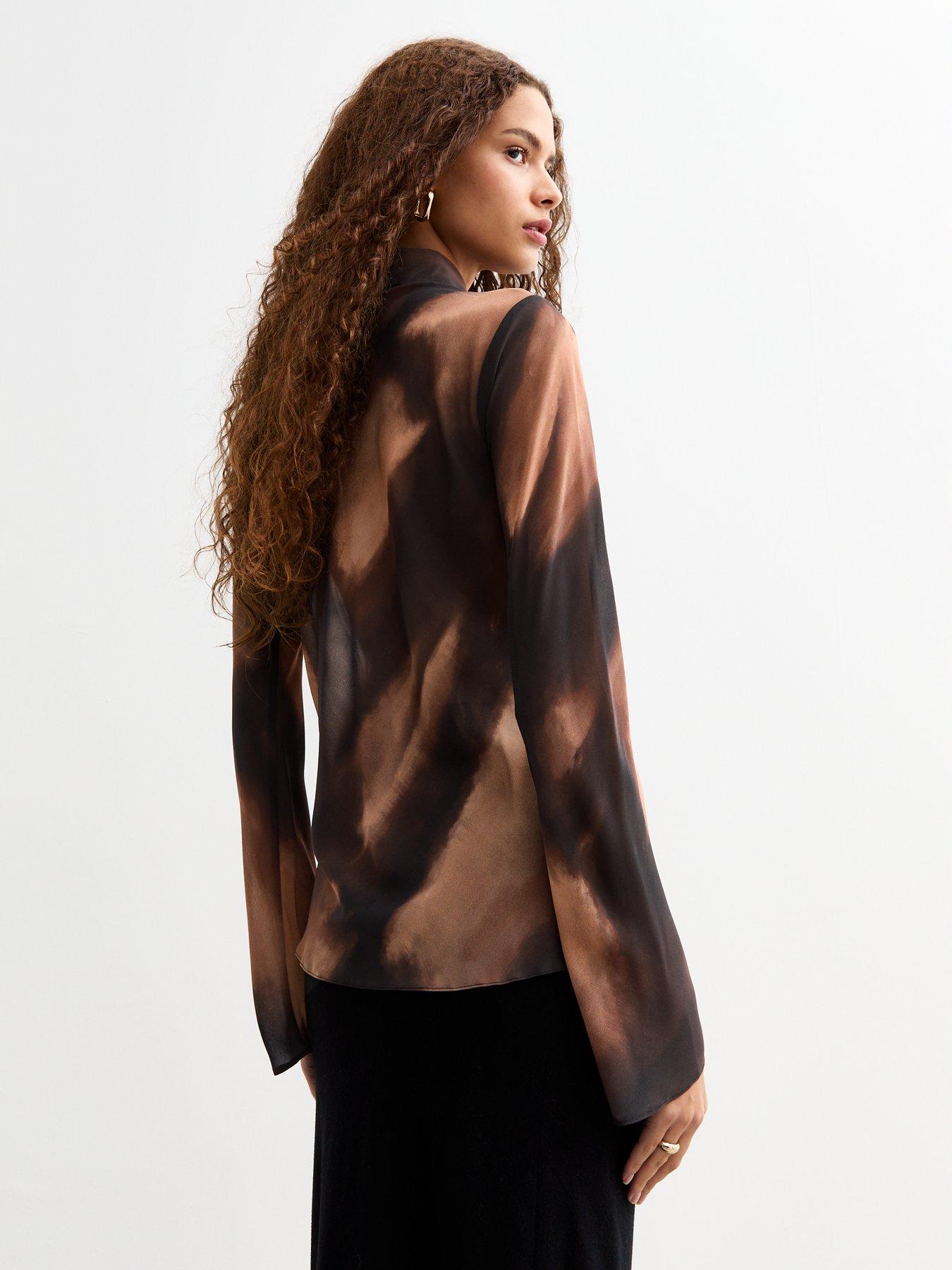 Image 2 of 4 of New Look Black Abstract Chiffon Shirt - Print