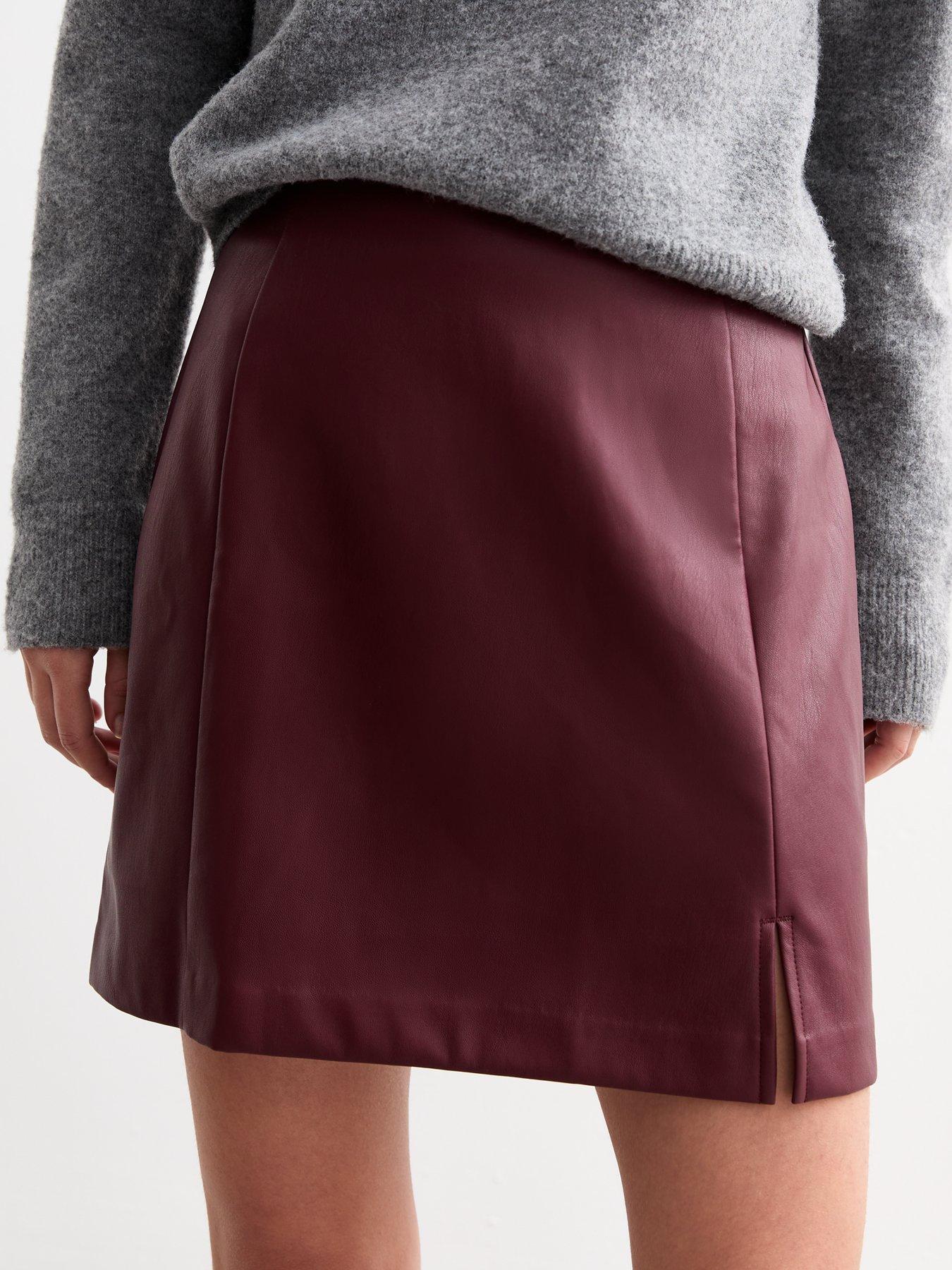 New look red leather skirt hotsell