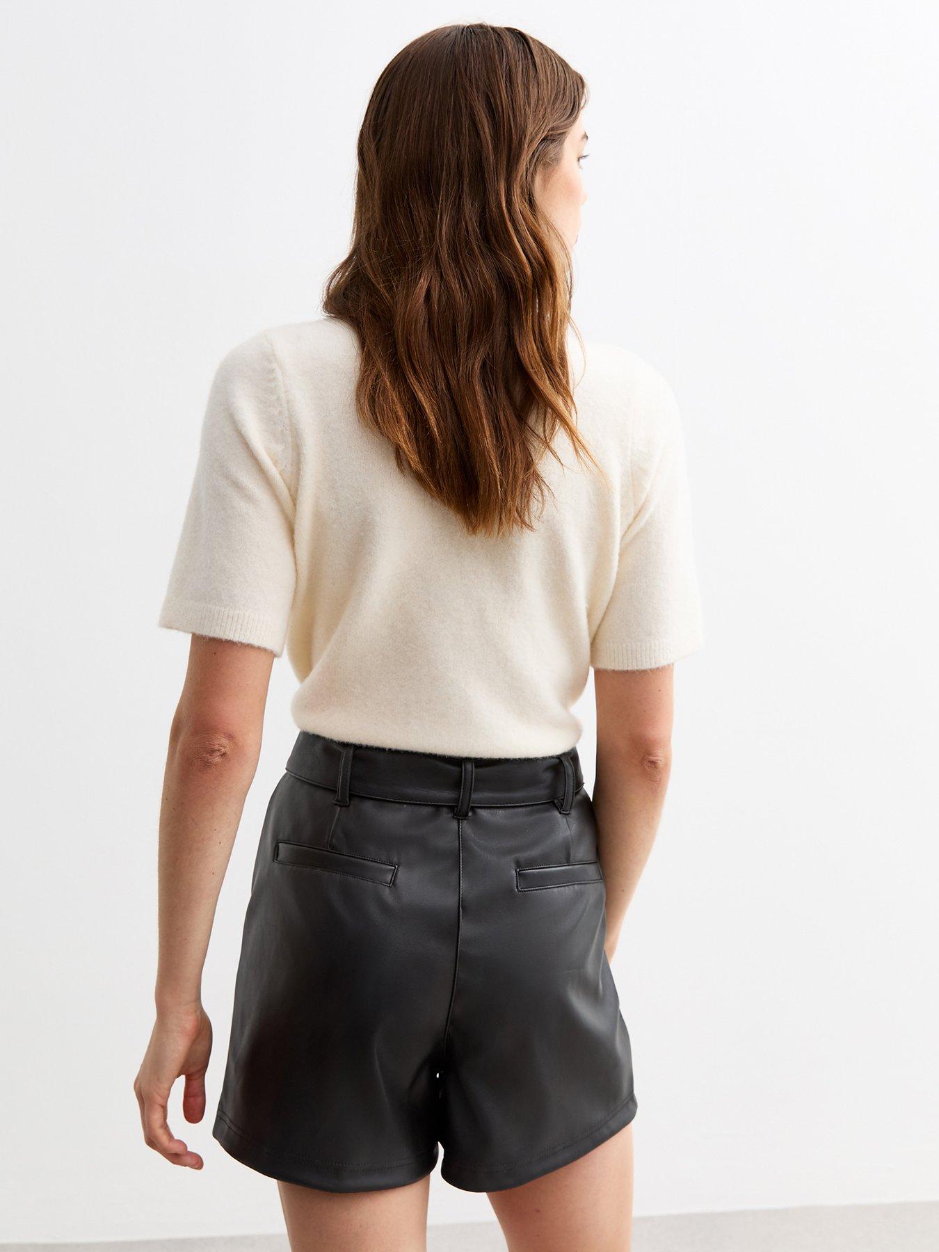 Tie waist leather shorts store